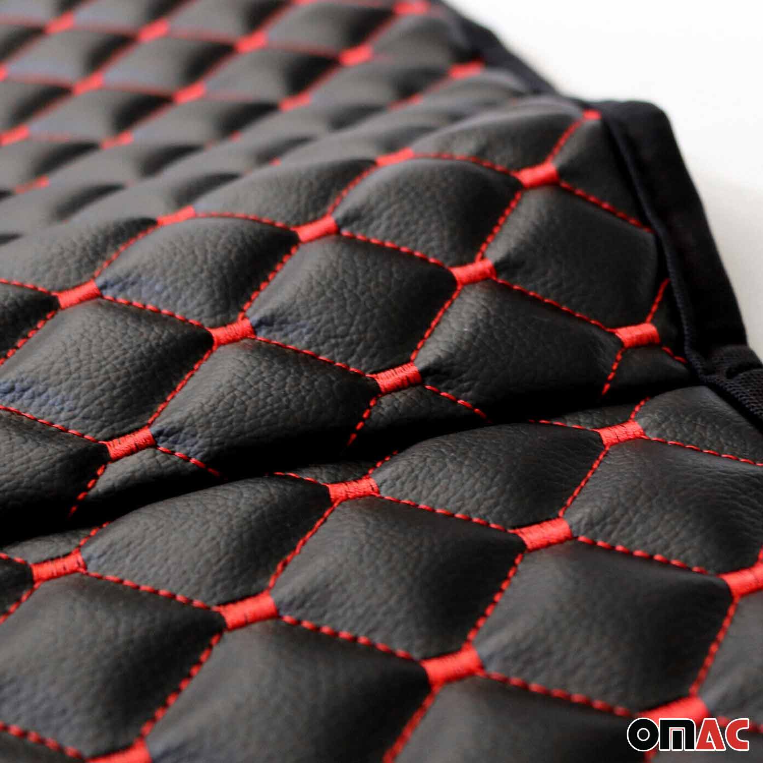 Kia Leather Breathable Front Seat Cover Pads Black Red 1Pc - Image 4