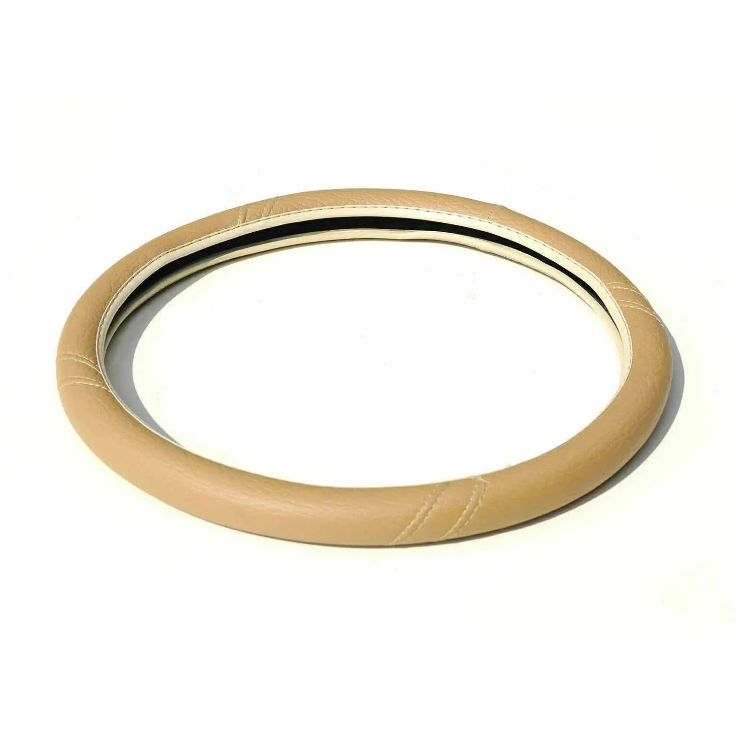 14.5-15.5’’ Steering Wheel Cover Dark Beige Leather Anti-slip Breathable