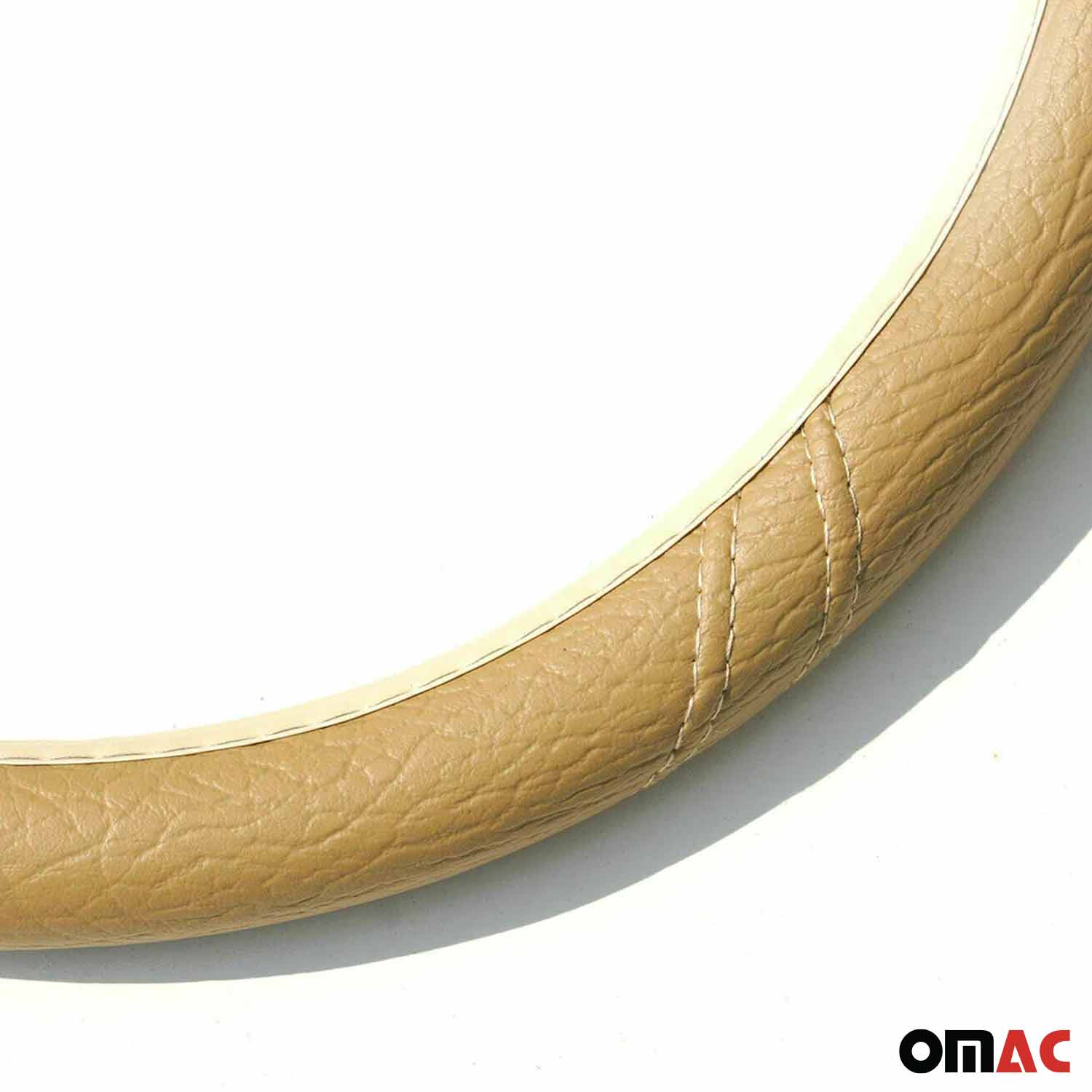 14.5-15.5’’ Steering Wheel Cover Dark Beige Leather Anti-slip Breathable - Image 8