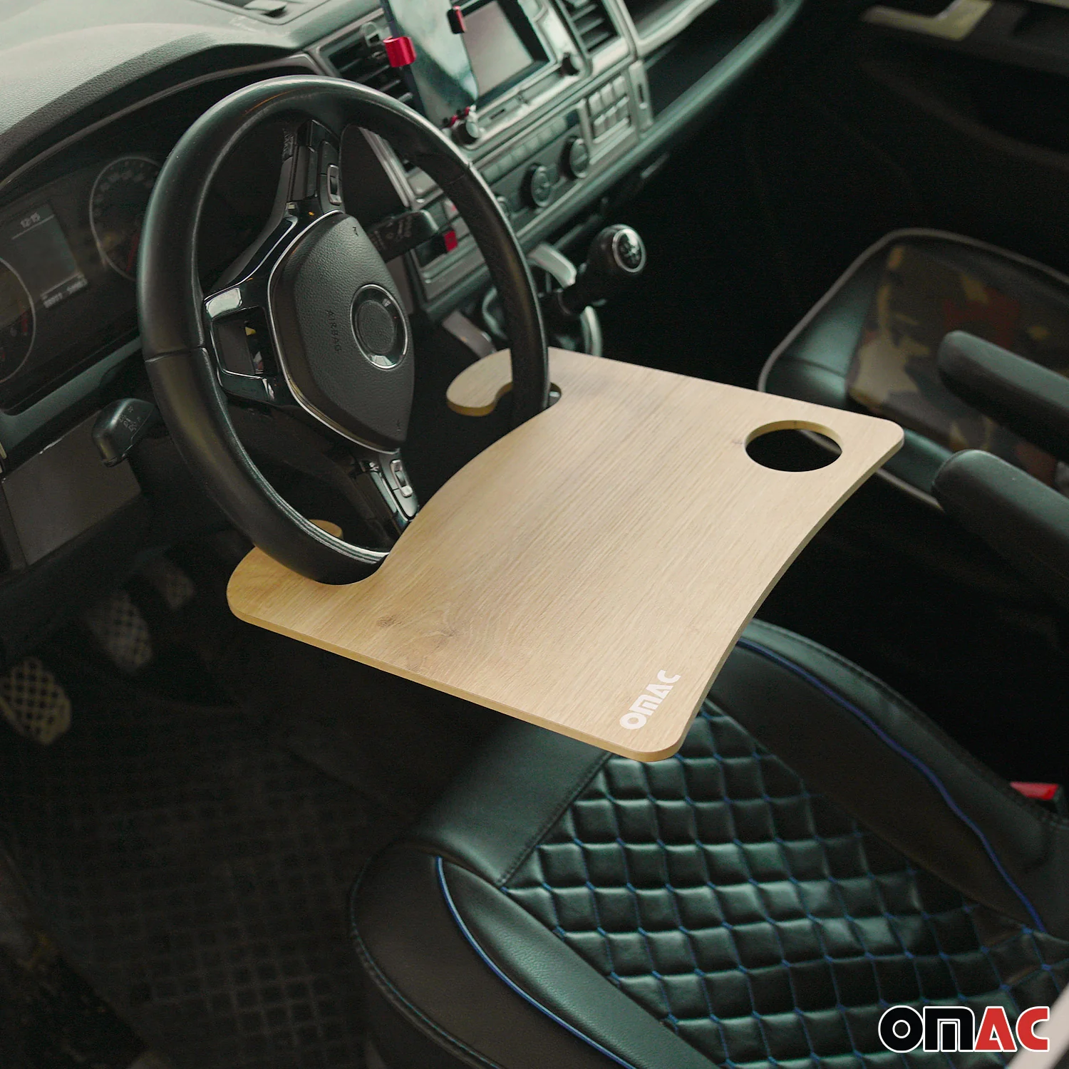 Car Steering Wheel Tray Desk Wooden Handy Food Work Table Laptop Cup Holder - Image 7