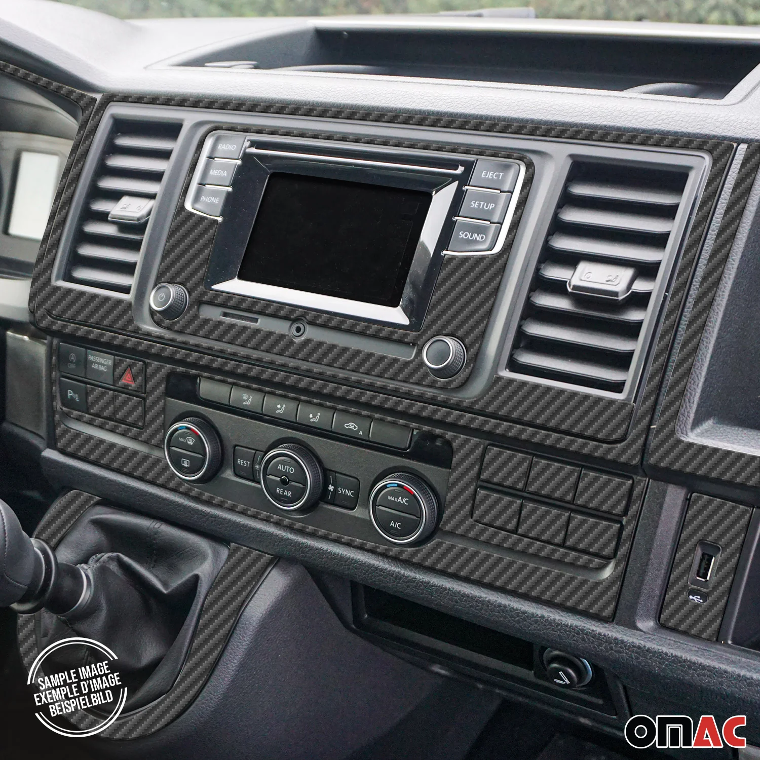 2006-2010 VW Passat B6 Carbon Look Dashboard Console Trim Kit 21Pcs - Image 3