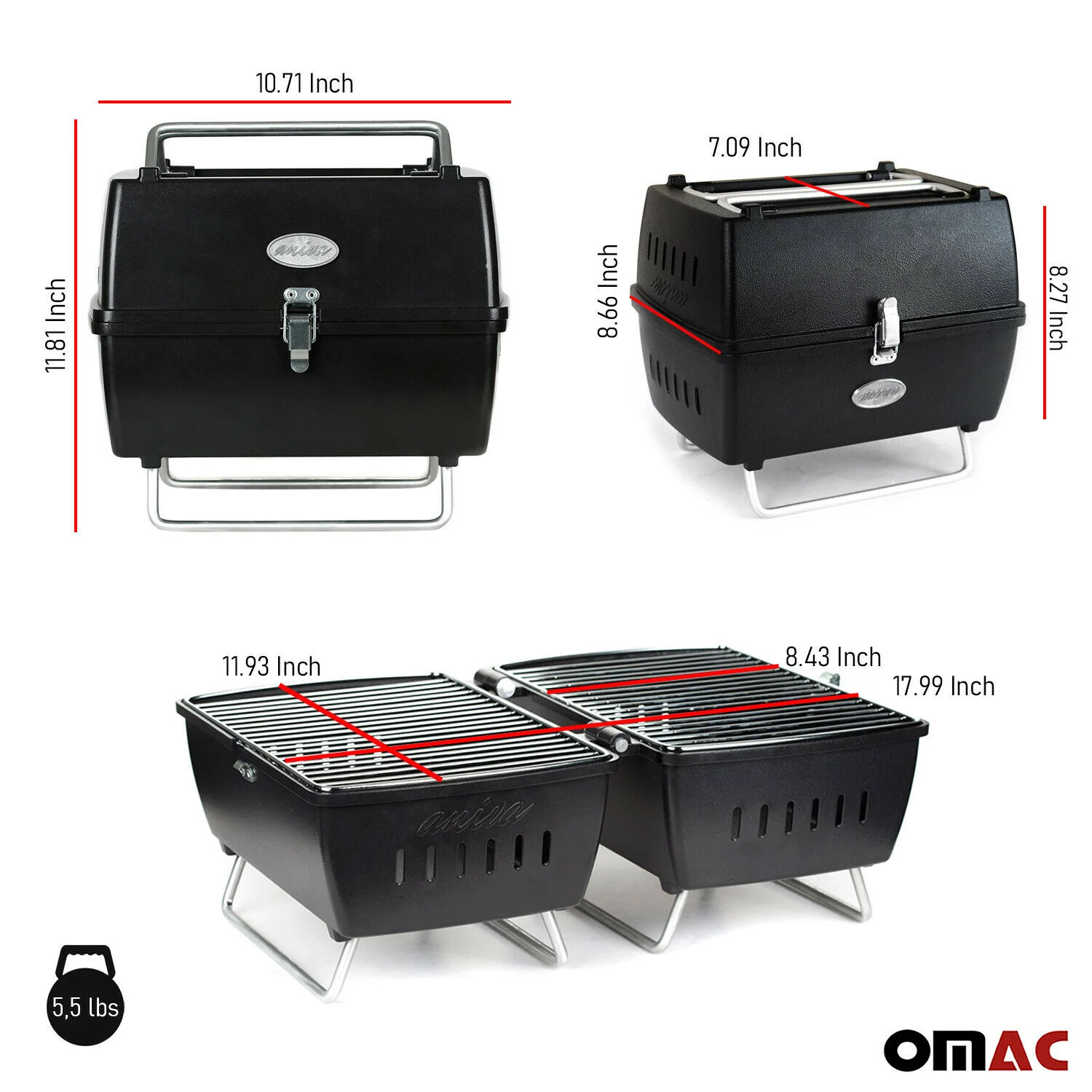 Charcoal Grill Portable Grill Garden Outdoor Black Picnic Grill 13 Pcs BBQ - Image 3