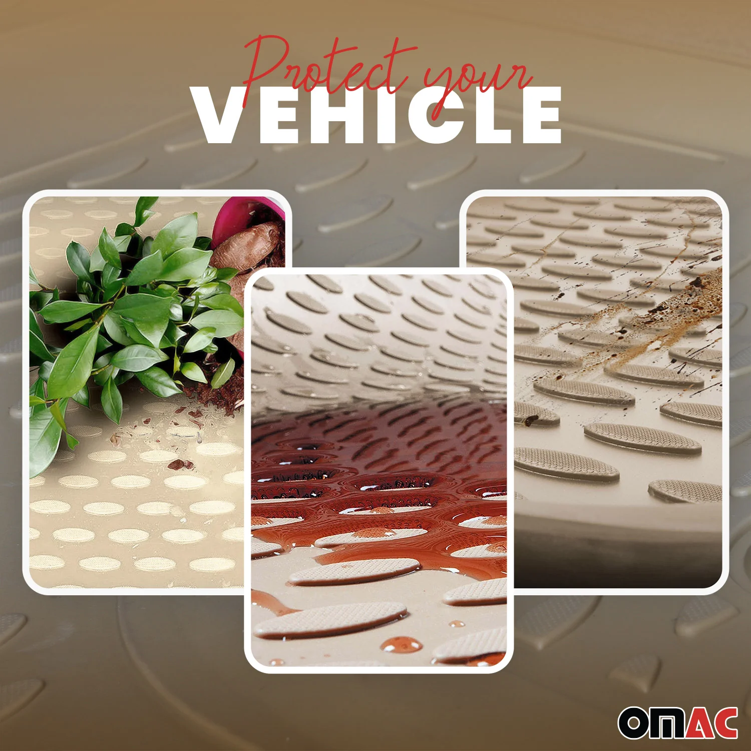 2007-2014 Chevrolet Tahoe Floor Mats Liners Full Set All Weather Beige - Image 3