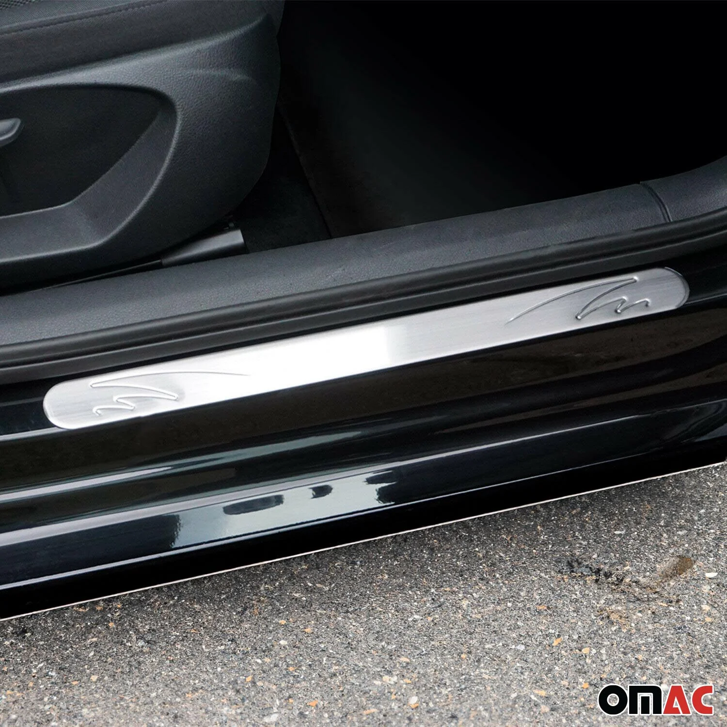 Chrome Door Sill Cover Wave Step Protector Stainless Steel 4 Pcs - Image 2