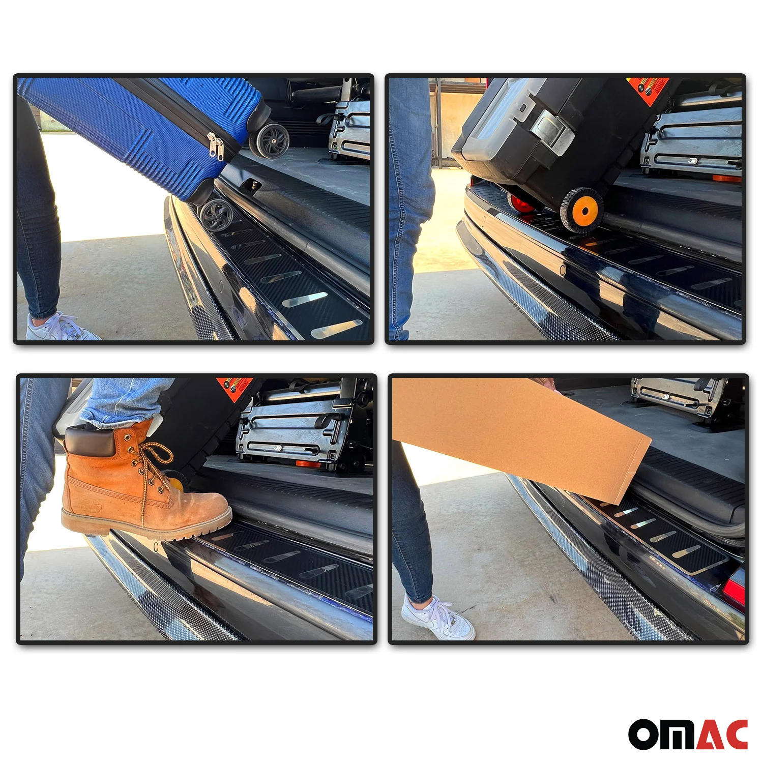 2003-2014 Volvo XC90 Rear Bumper Sill Cover Protector Stainless Steel Carbon Foiled - Image 3