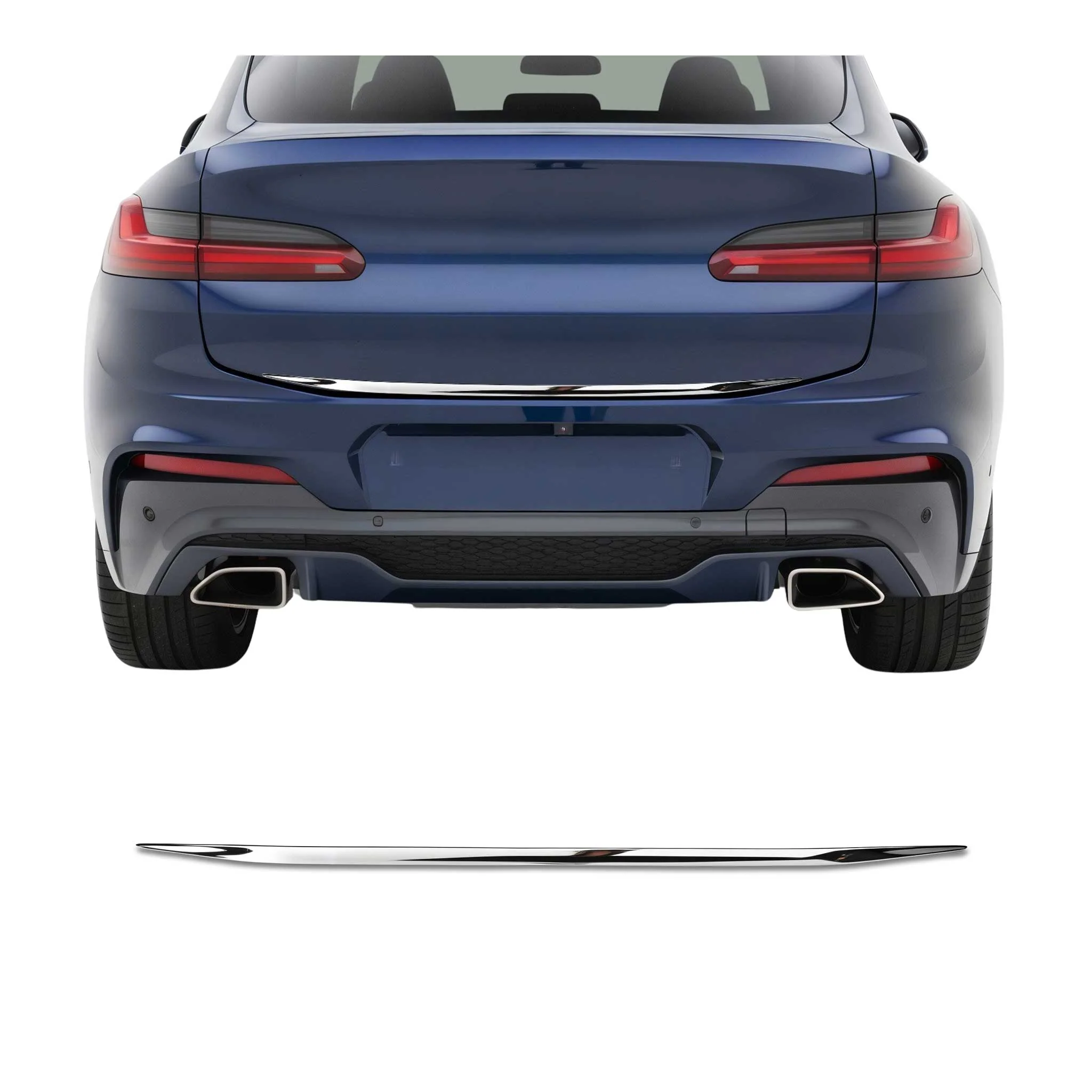 2019-2025 BMW X4 G02 2.gen Rear Trunk Lid Molding Trim Stainless Steel Silver 1Pc