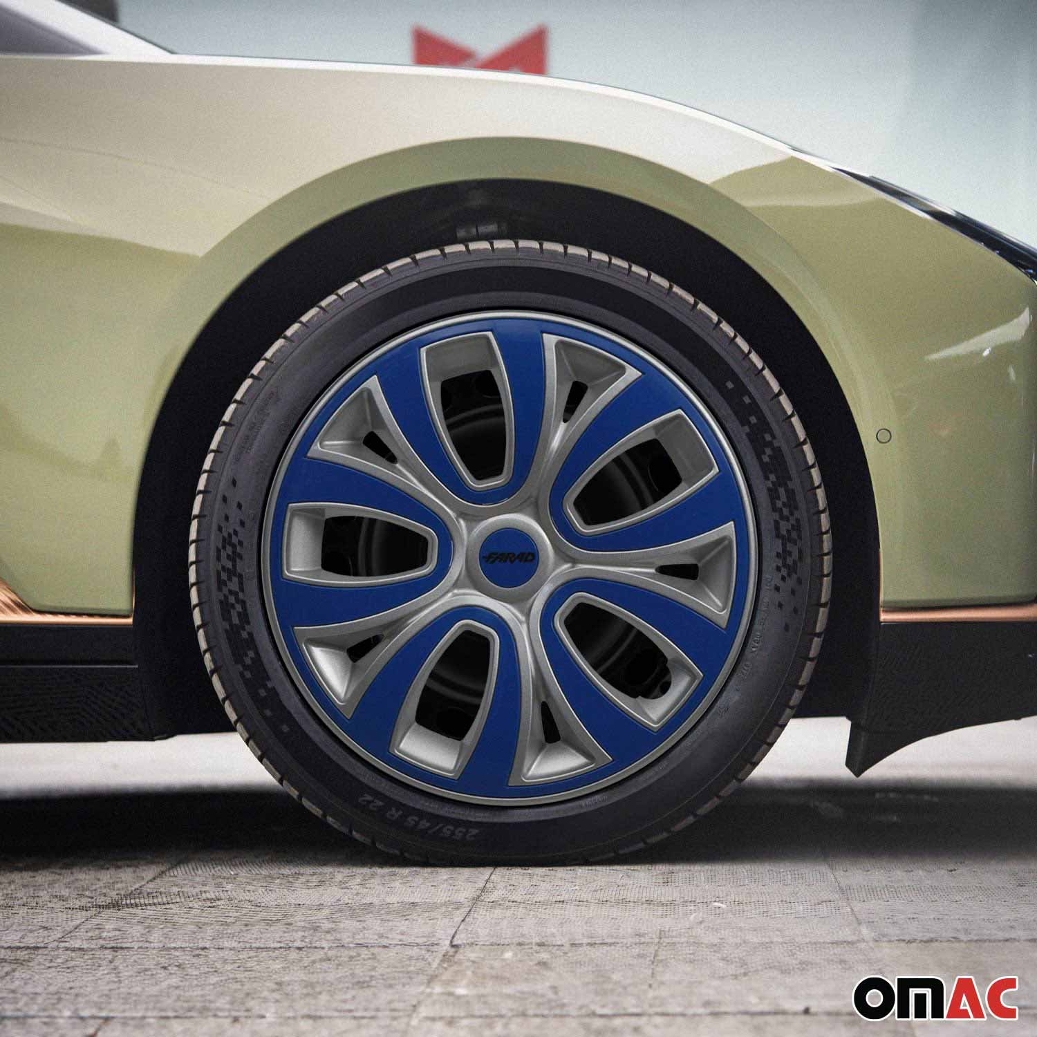 ColorFlex Hub Caps Wheel Cover 15" Gray & Dark Blue Full Set 4 pcs. - Image 2