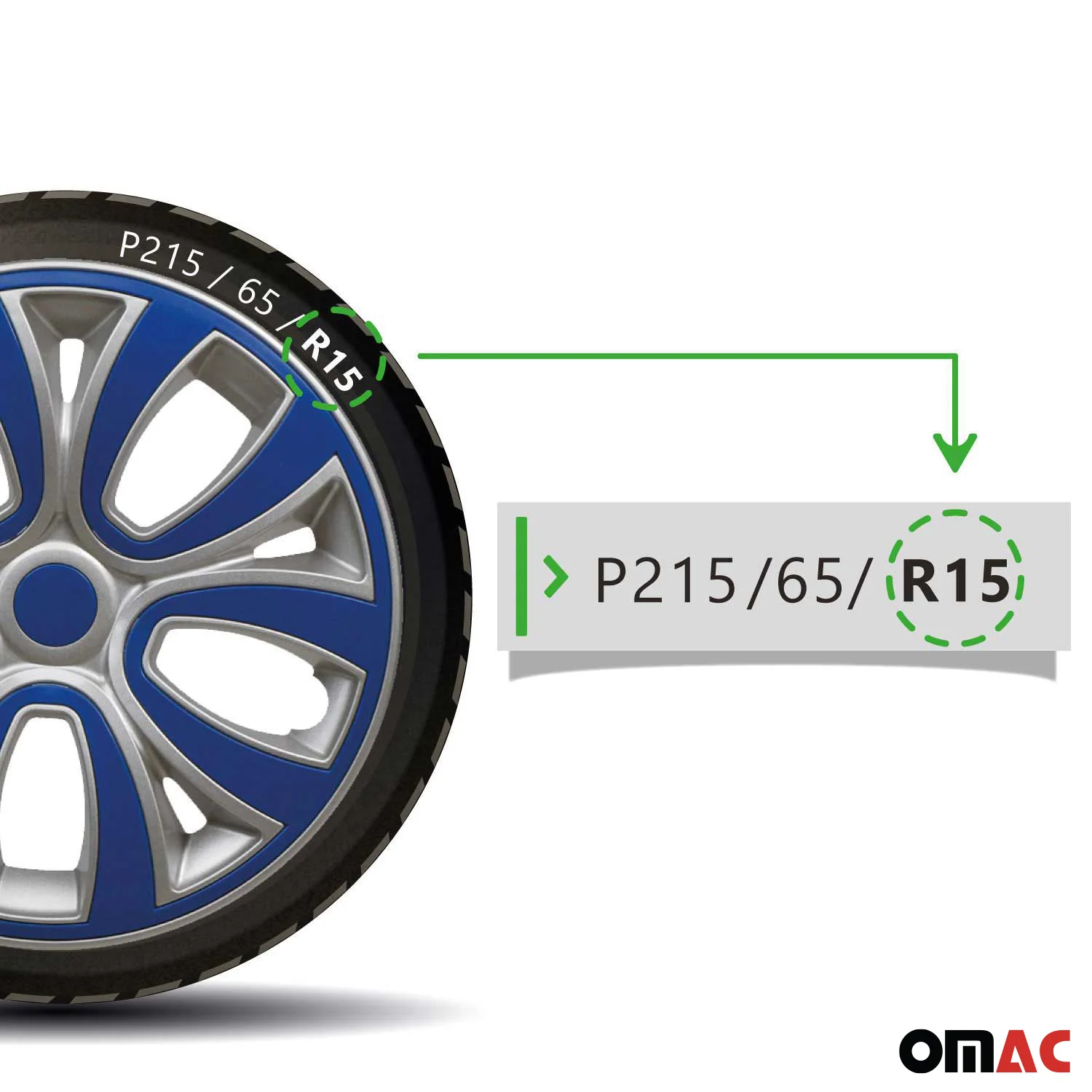 ColorFlex Hub Caps Wheel Cover 15" Gray & Dark Blue Full Set 4 pcs. - Image 5