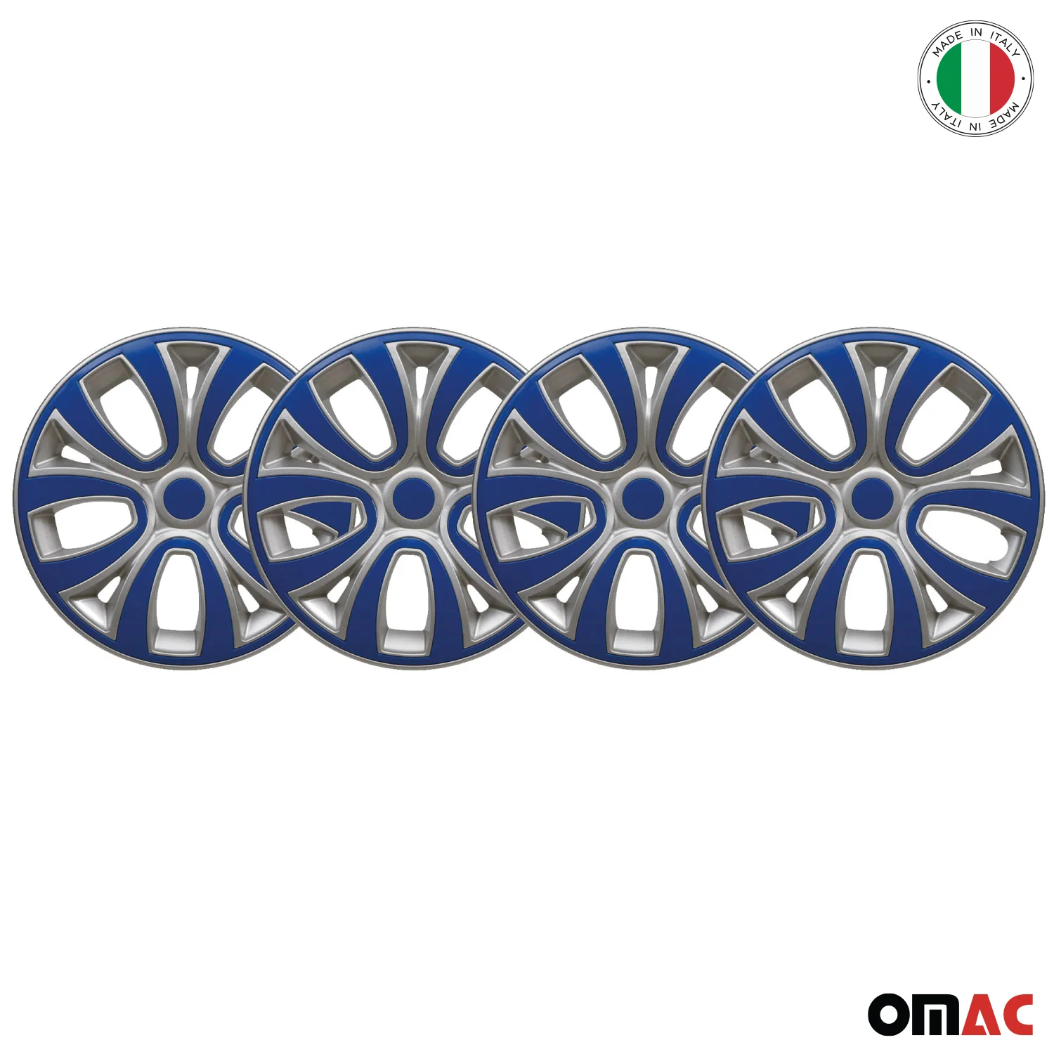 ColorFlex Hub Caps Wheel Cover 15" Gray & Dark Blue Full Set 4 pcs. - Image 6