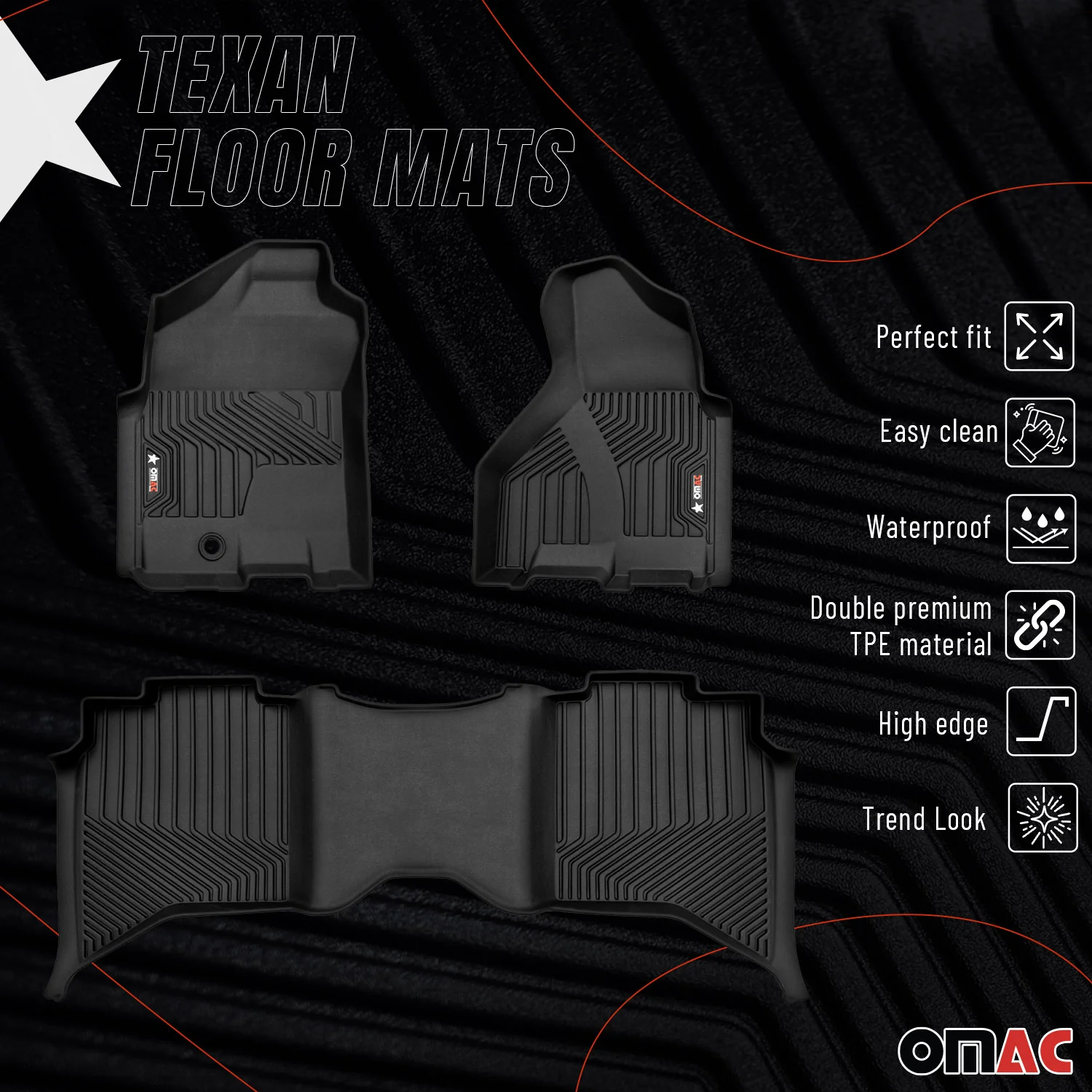 2012-2018 Dodge RAM 1500 Premium Floor Mats Liners First and Second Row Set Black - Image 2