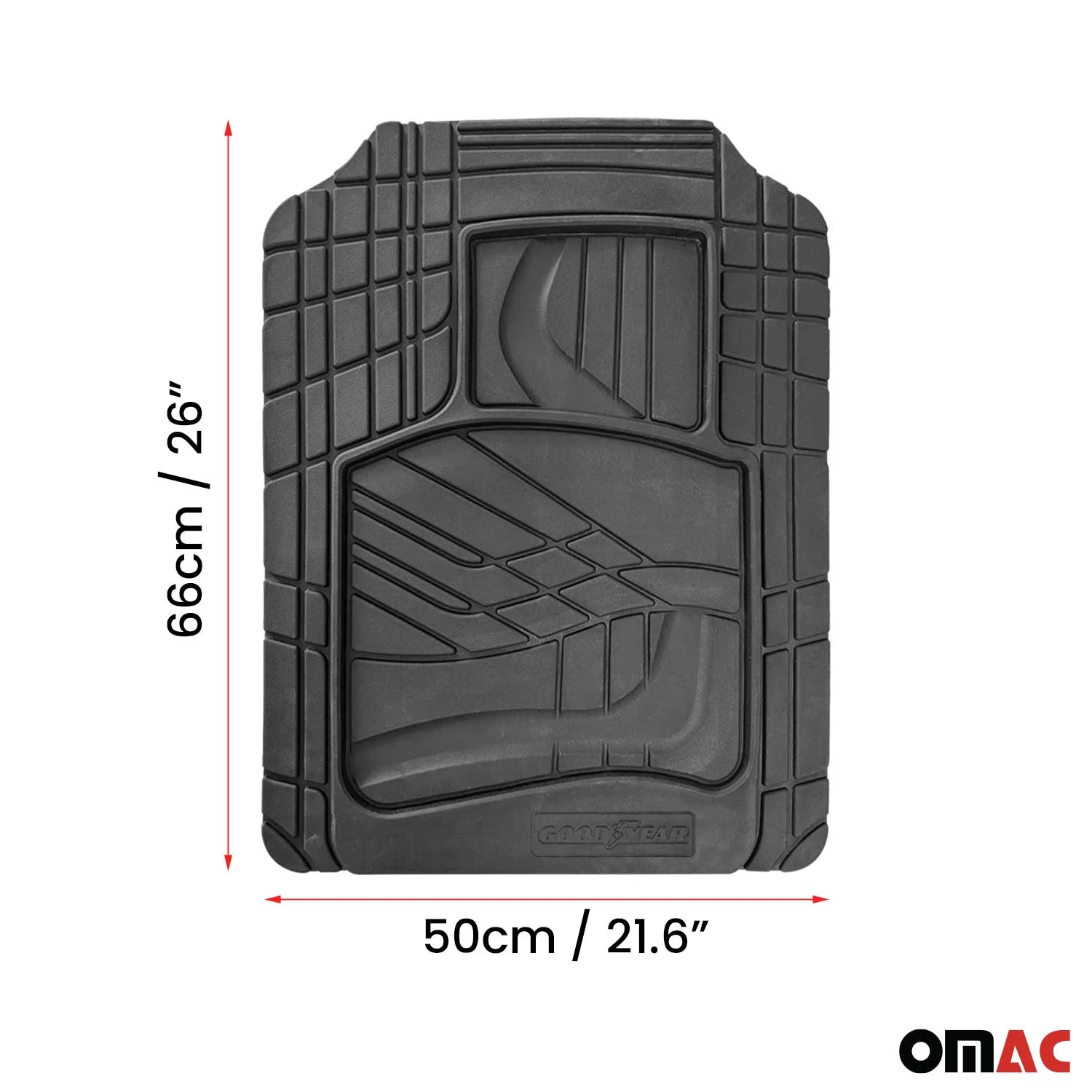 Goodyear Floor Mats Cars Trucks SUV Black All Season Heavy Duty Rubber 2Pcs - Image 3