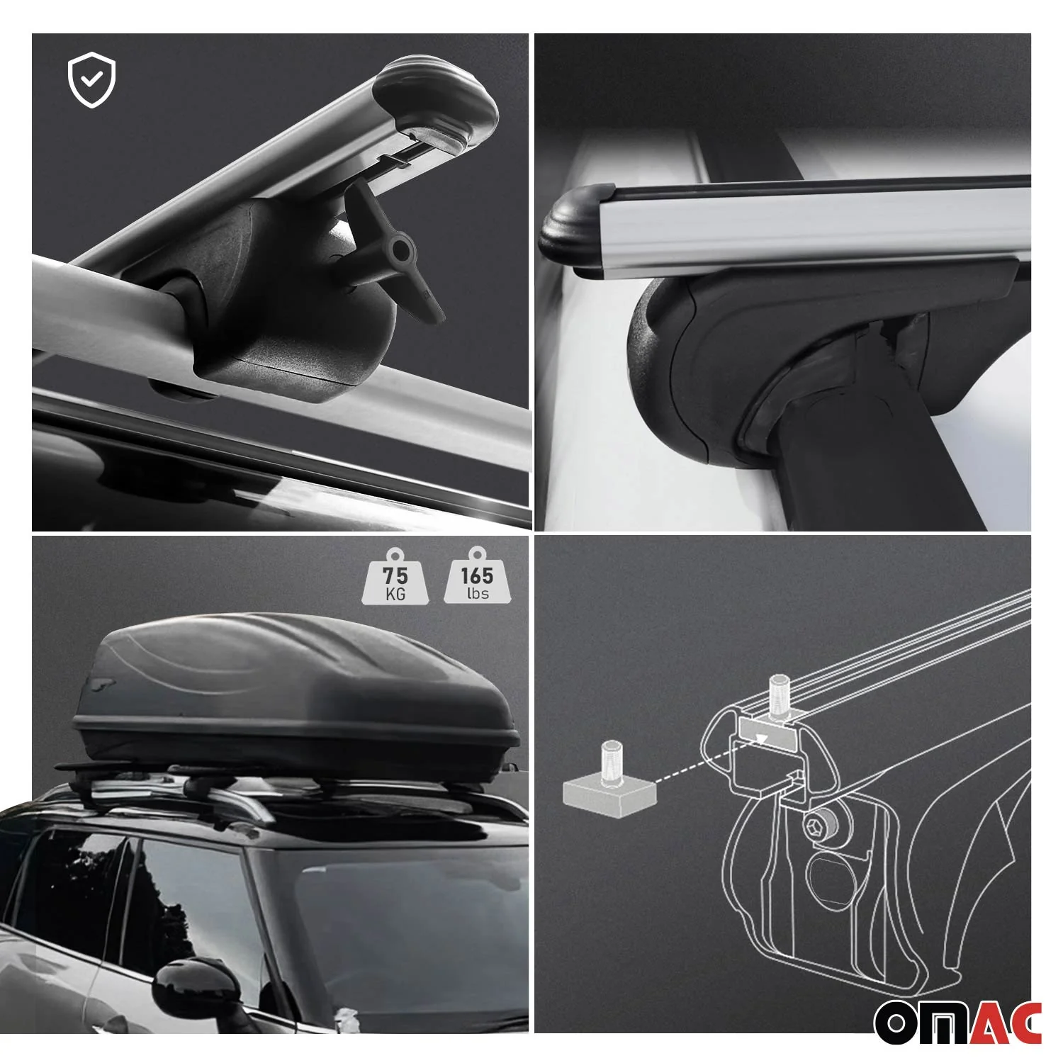 2001-2007 Dodge Grand Caravan Roof Rack Cross Bars Silver - Image 4