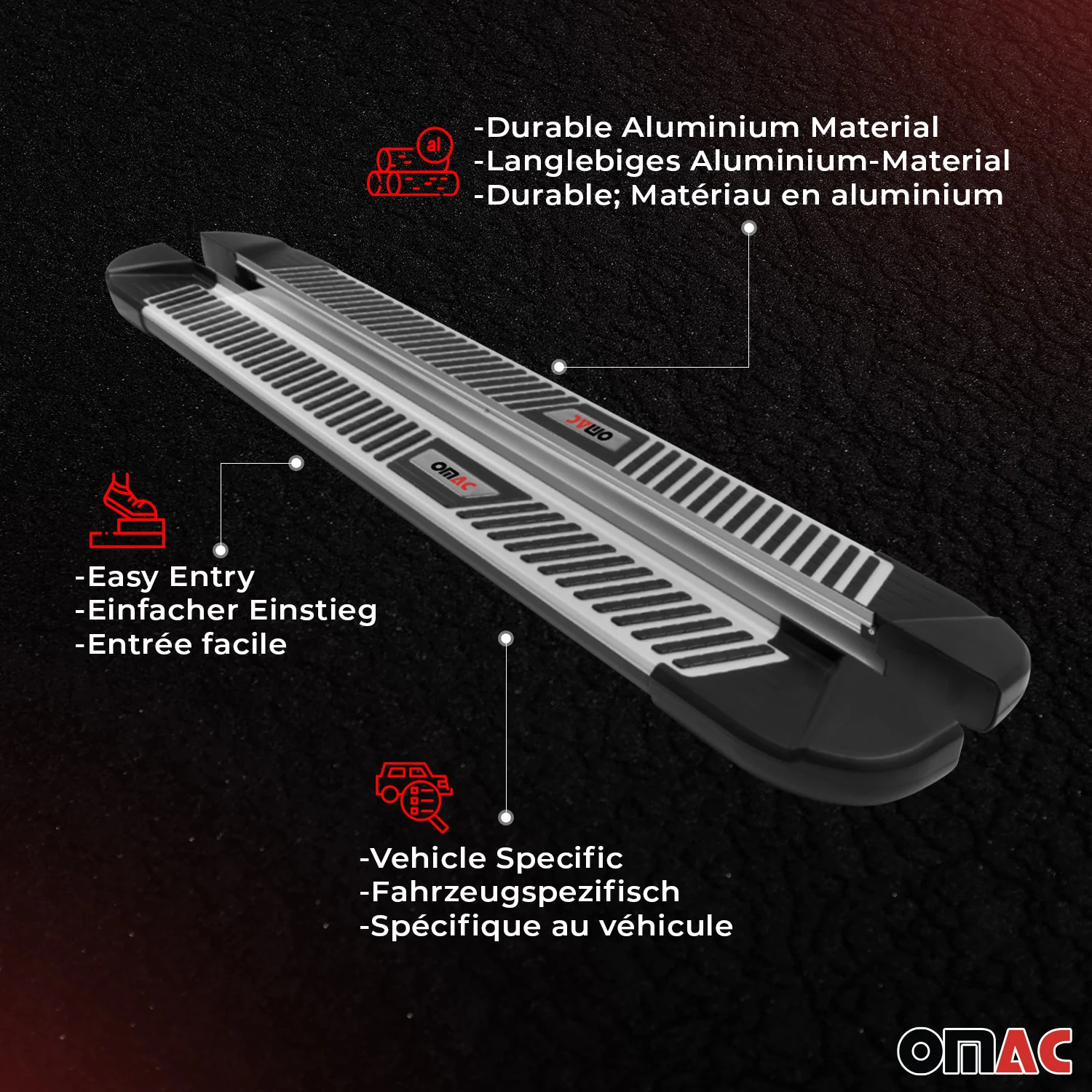 2015-2022 RAM ProMaster City Running Boards Side Steps Silver & Black - Image 4