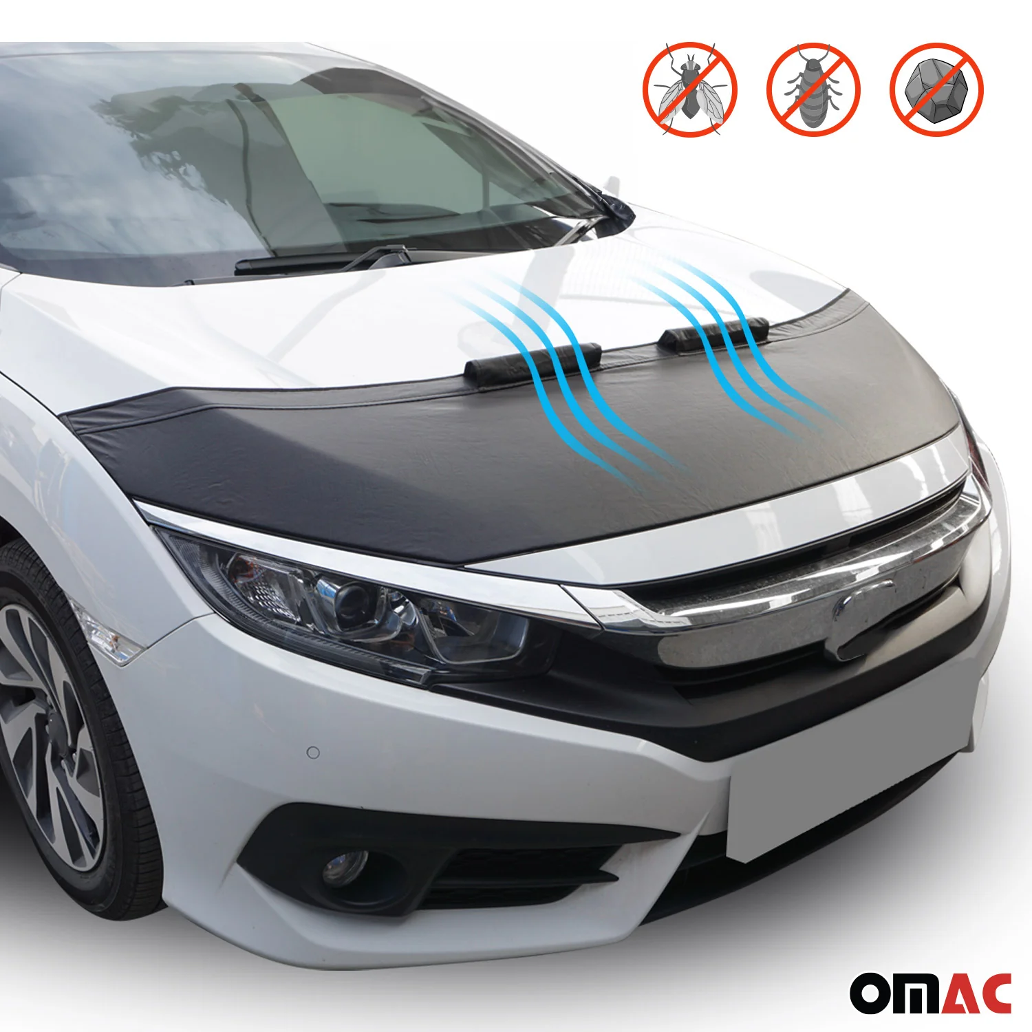 2014-2020 Fiat 500L Car Bonnet Mask Hood Bra Black 1 Pc - Image 6