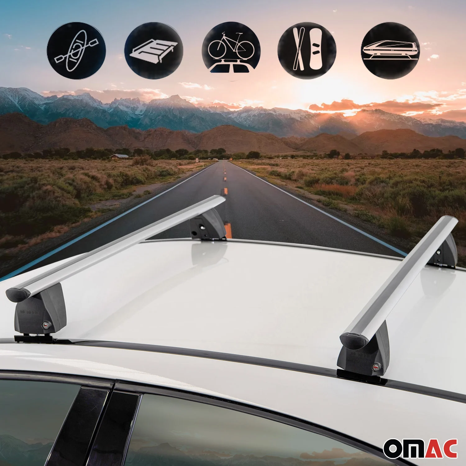 2018-2024 Chevrolet Equinox Roof Rack Cross Bars Silver - Image 3
