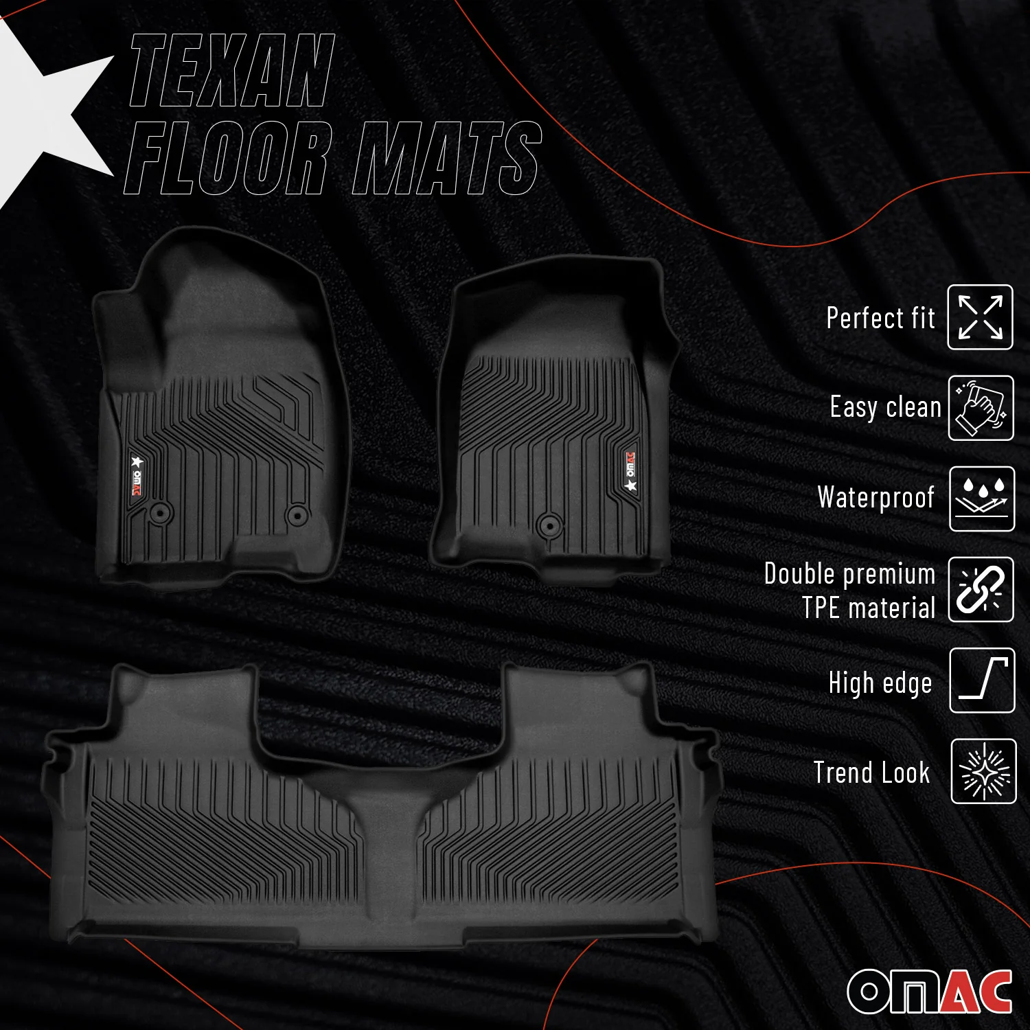 2021-2026 Chevrolet Tahoe Premium Floor Mats Liners Second Row Rear - Image 2