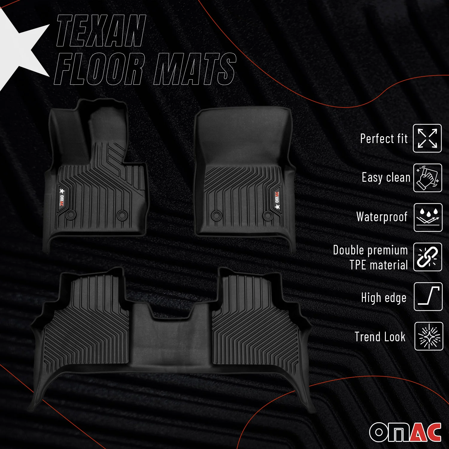 2021-2026 Chevrolet Suburban Premium Floor Mats Liners Second Row Rear - Image 2