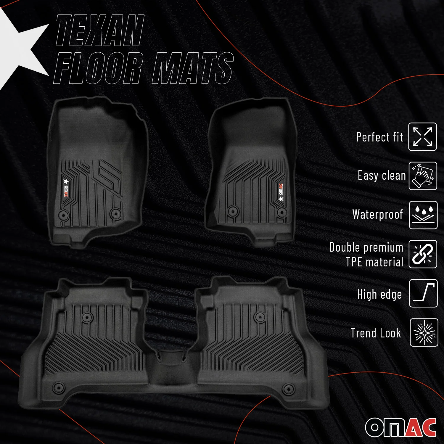 2020-2026 Jeep Gladiator Premium Floor Mats Liners First and Second Row Set Black - Image 2
