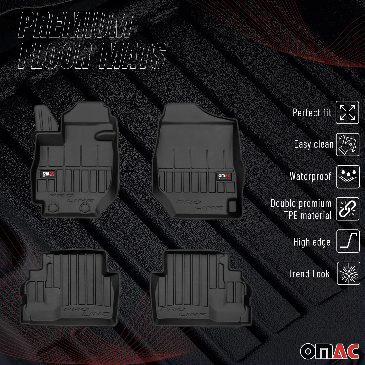 2019-2024 Suzuki Jimny Premium Floor Mats Liners Full Set All Weather Heavy Duty Black - Image 2