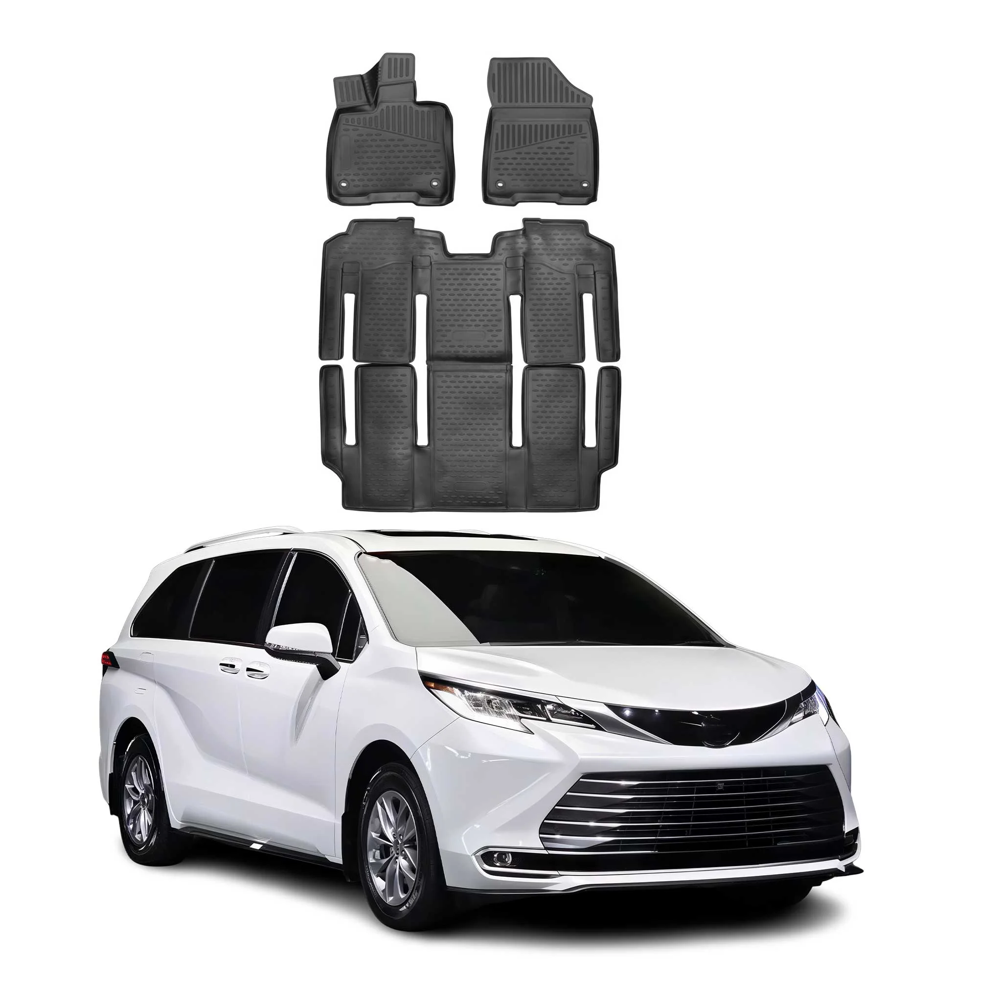 2021-2026 Toyota Sienna Floor Mats Liners Full Set All Weather 7 Seats