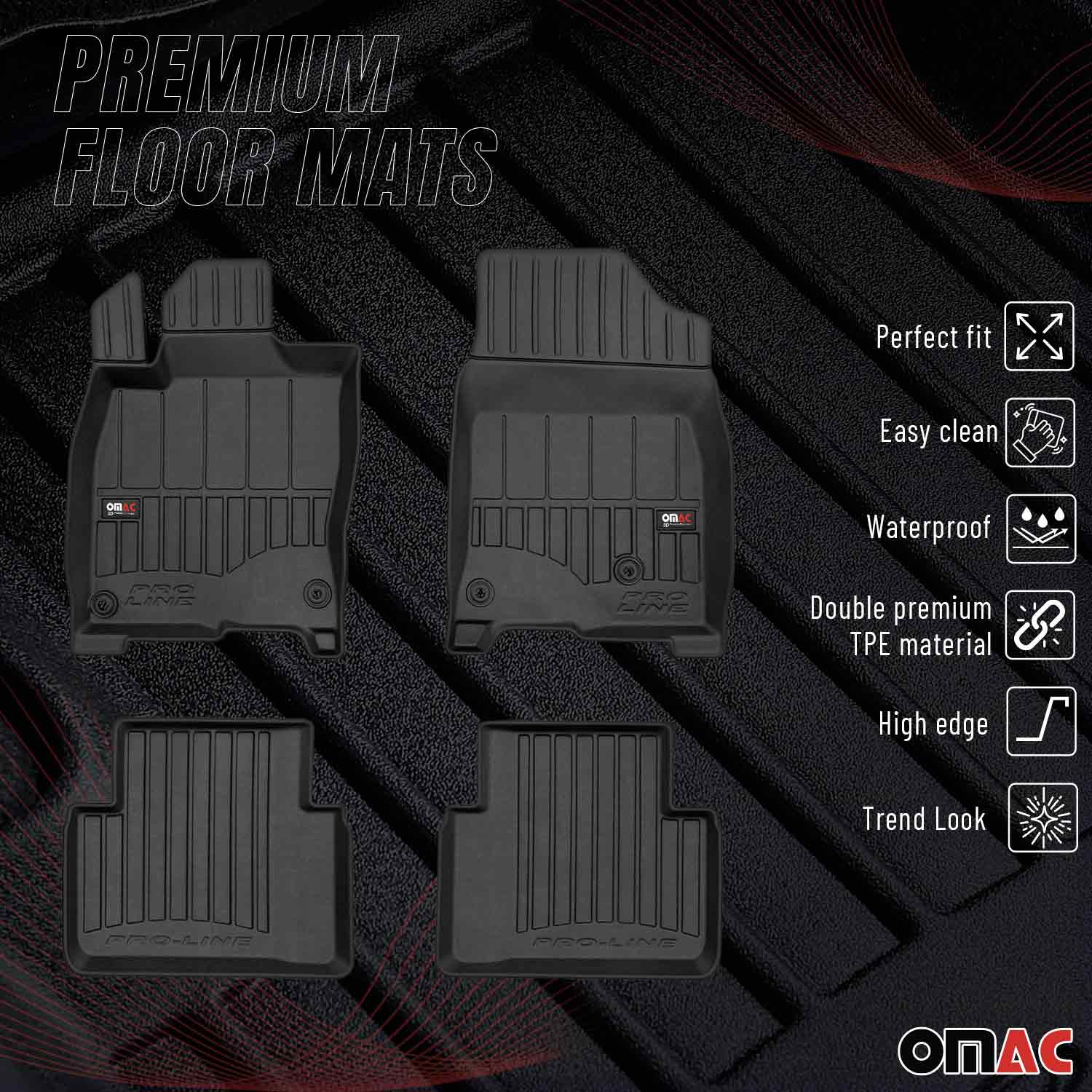 2016-2021 Honda Civic Hatchback Premium Floor Mats Liners Full Set All Weather Heavy Duty - Image 2