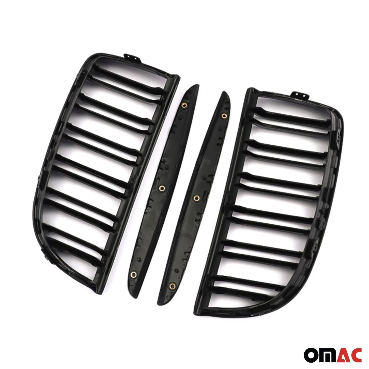 2005-2008 BMW 3 Series E90 E91 E92 E93 PRE-FL Front Kidney Grille M3 Style Gloss Black Dual Slat - Image 2