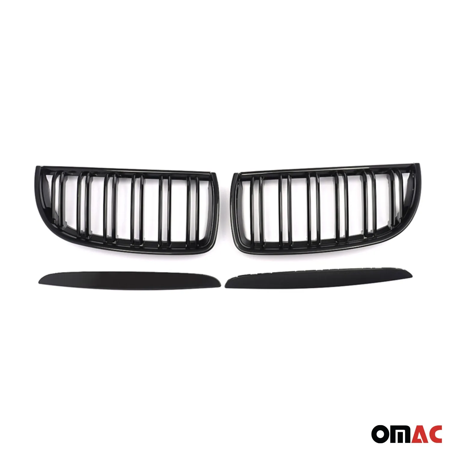 2005-2008 BMW 3 Series E90 E91 E92 E93 PRE-FL Front Kidney Grille M3 Style Gloss Black Dual Slat - Image 3