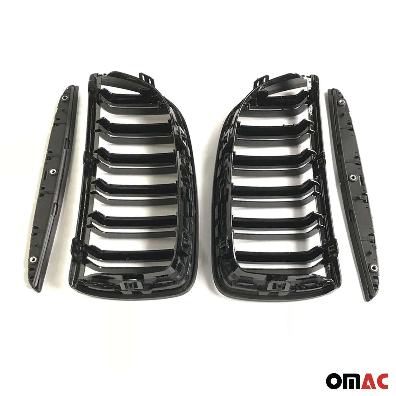 2005-2008 BMW 3 Series E90 E91 E92 E93 Pre-FL Front Kidney Grille M4 Style Gloss Black Dual Slat - Image 4