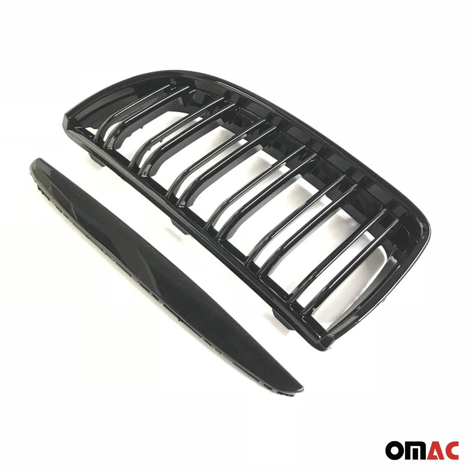 2005-2008 BMW 3 Series E90 E91 E92 E93 Pre-FL Front Kidney Grille M4 Style Gloss Black Dual Slat - Image 6