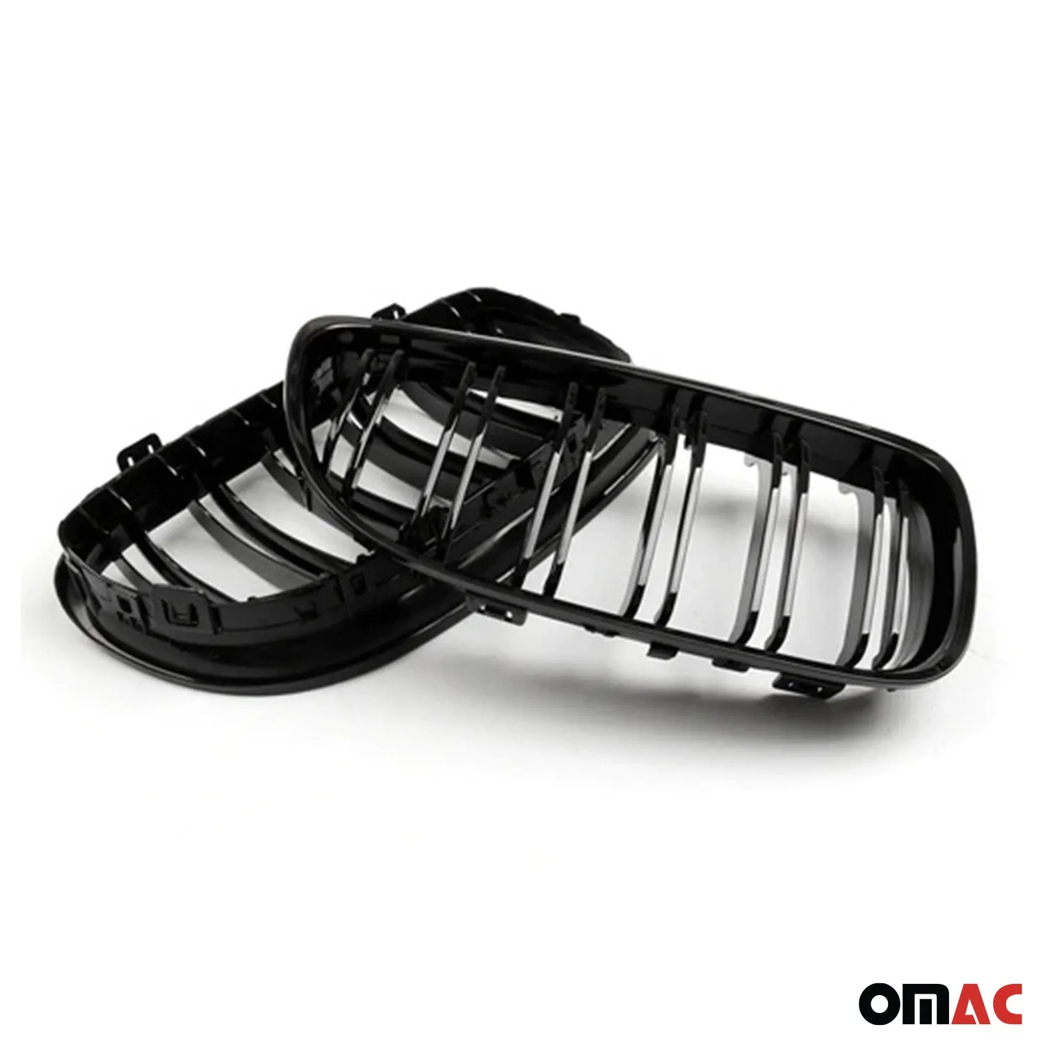 2009-2012 BMW 3 Series E90 E91 E92 E93 FL Front Kidney Grille M3 Style Gloss Black Dual Slat - Image 2