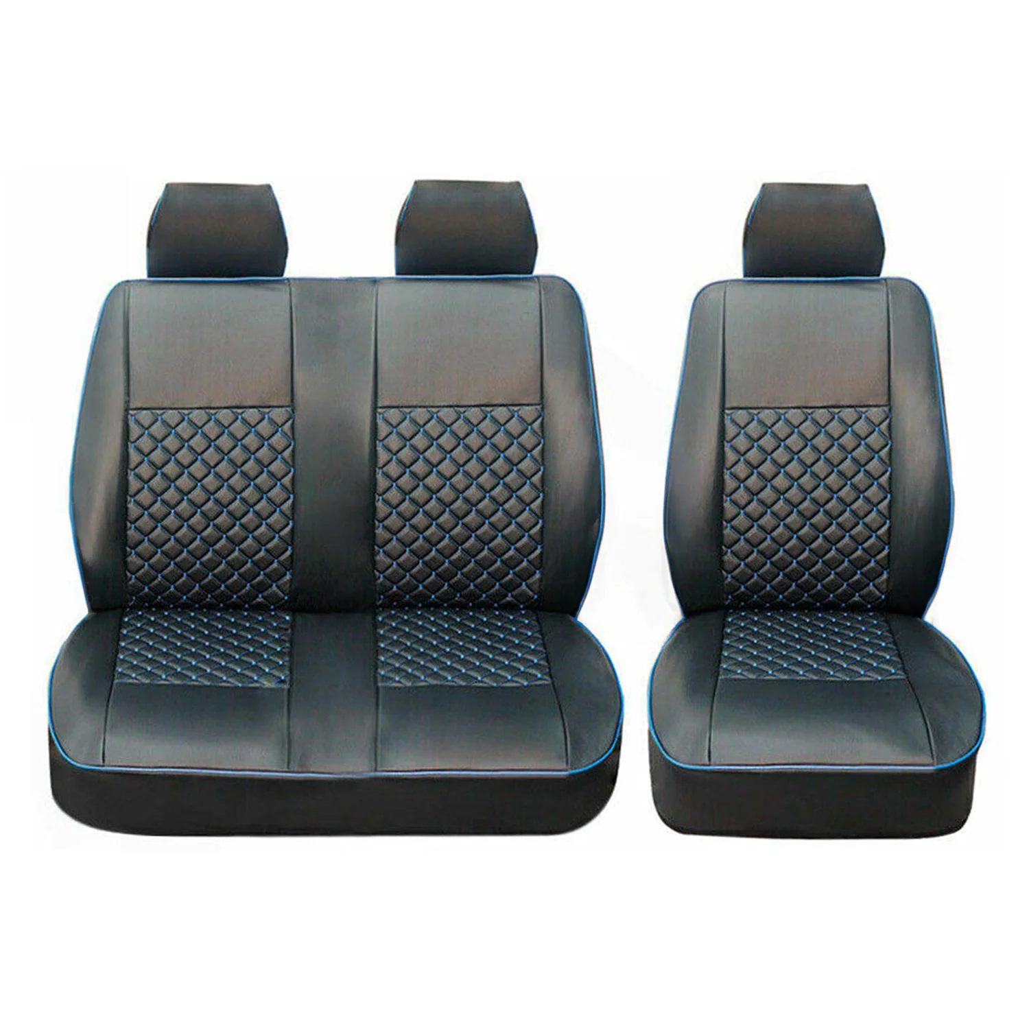 2015-2026 Ford Transit Leather Front Car Seat Covers Protector Black Blue