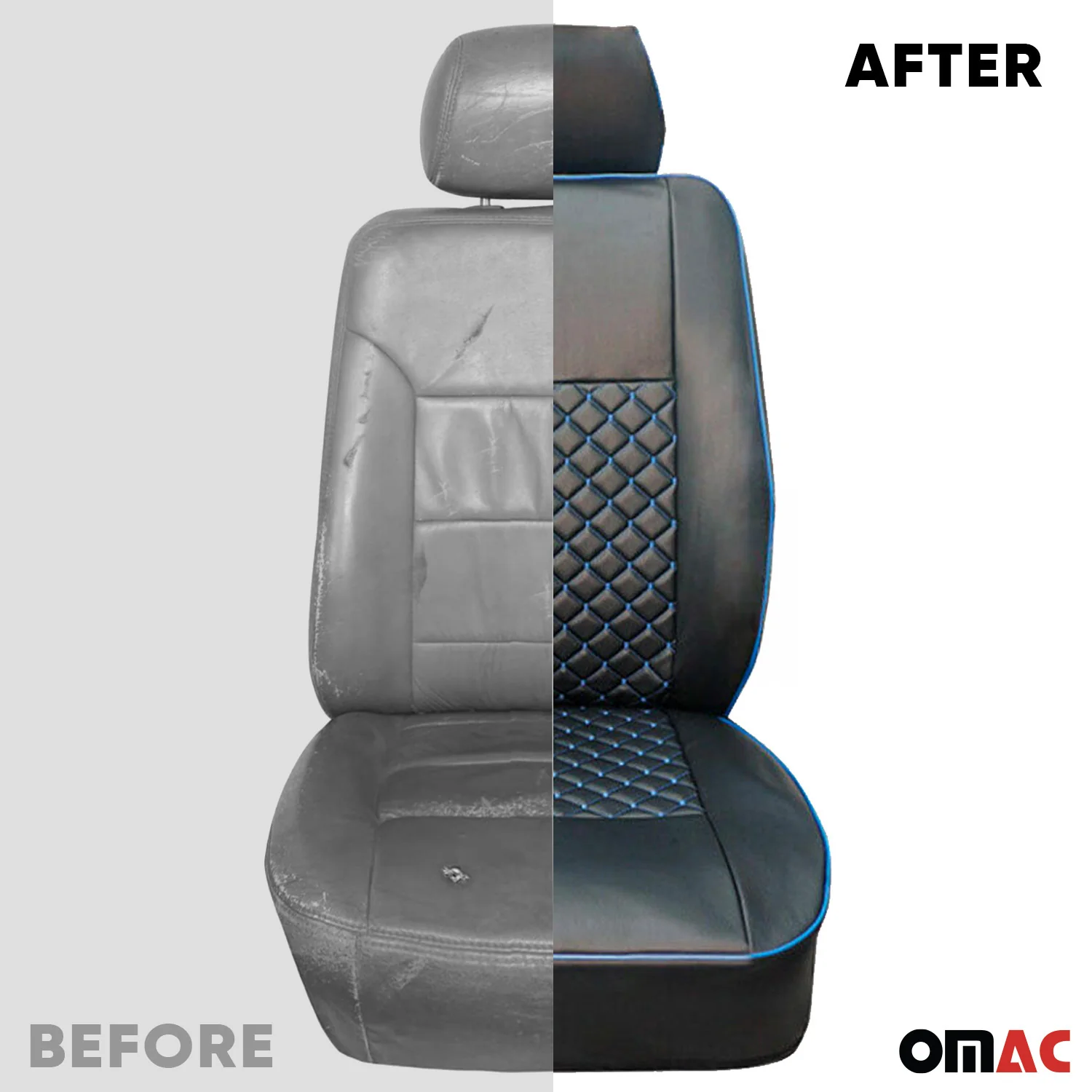 2015-2026 Ford Transit Leather Front Car Seat Covers Protector Black Blue - Image 6
