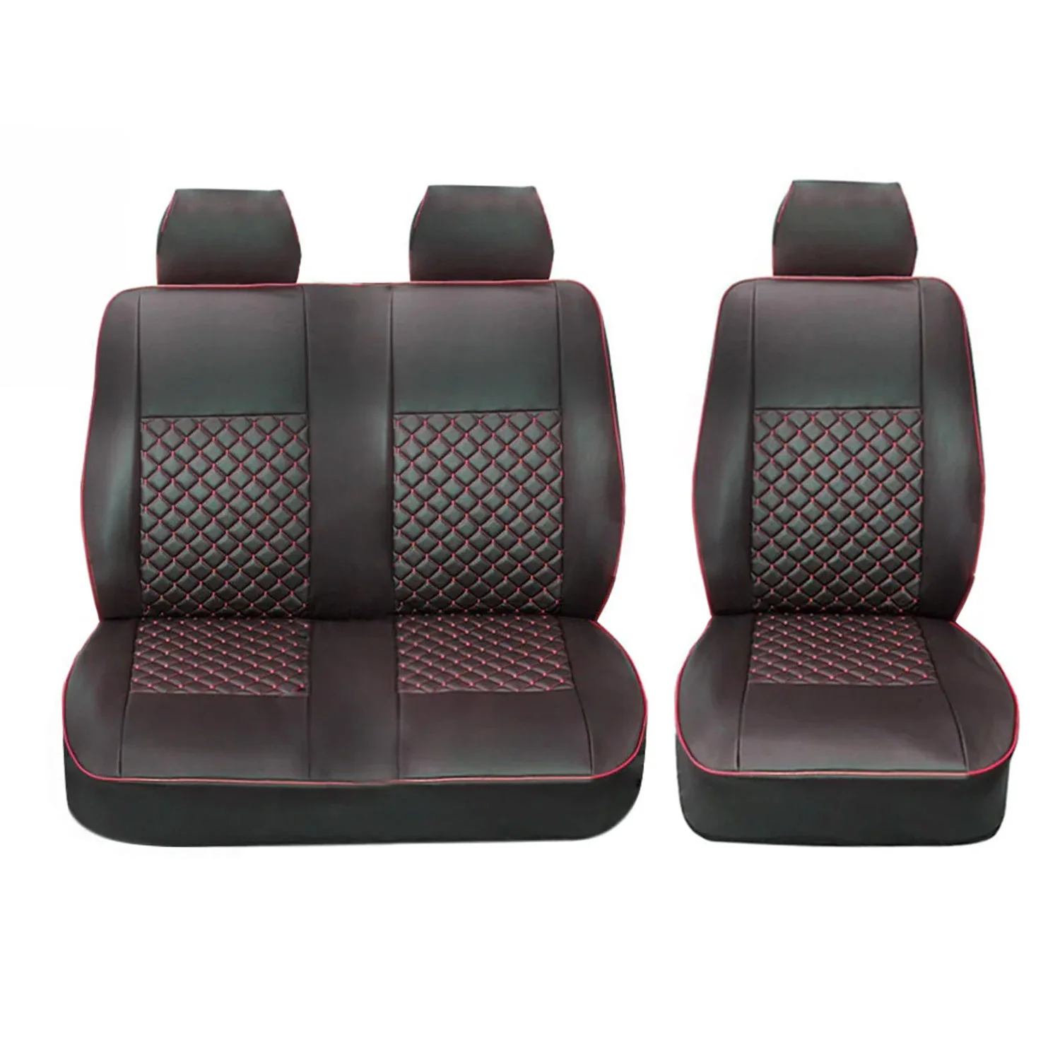 2015-2026 Ford Transit Leather Front Car Seat Covers Protector Black Red