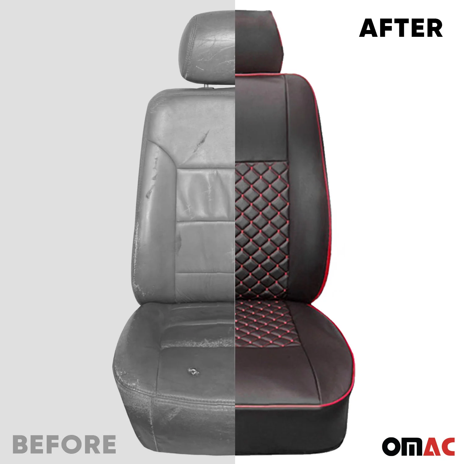 2015-2026 Ford Transit Leather Front Car Seat Covers Protector Black Red - Image 6
