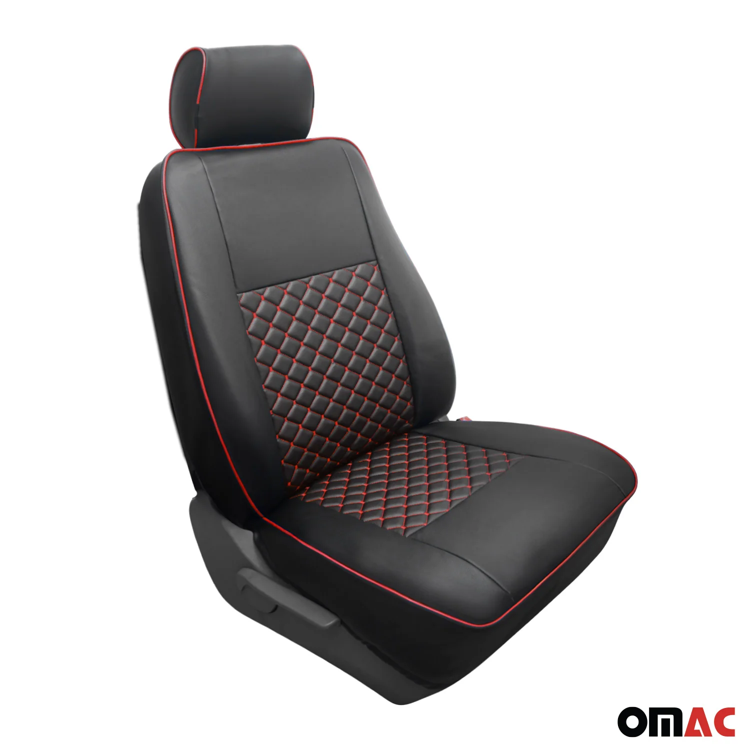 2015-2026 Ford Transit Leather Front Car Seat Covers Protector Black Red - Image 7