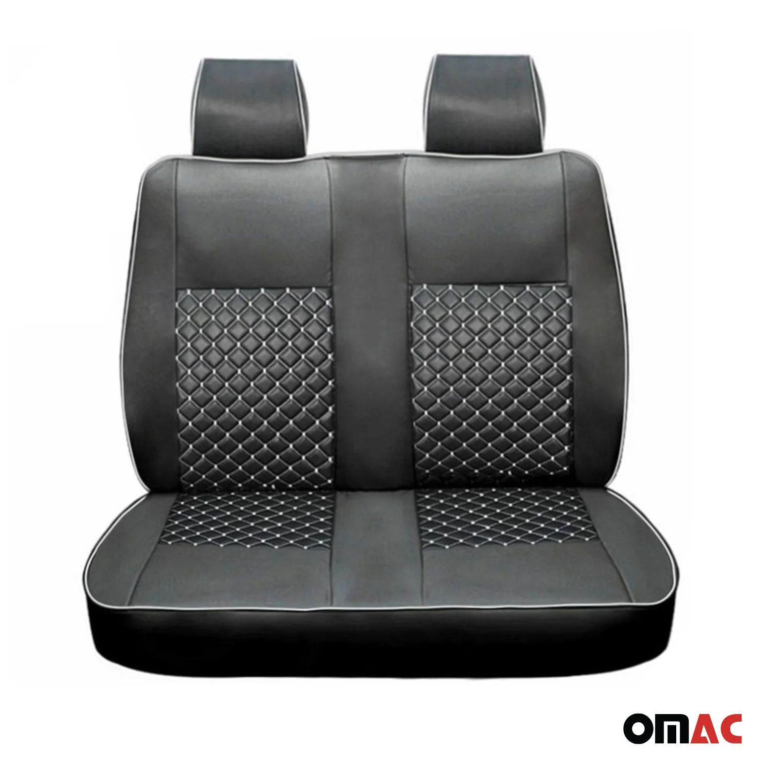 2015-2026 Ford Transit Leather Front Car Seat Covers Protector Black White - Image 8