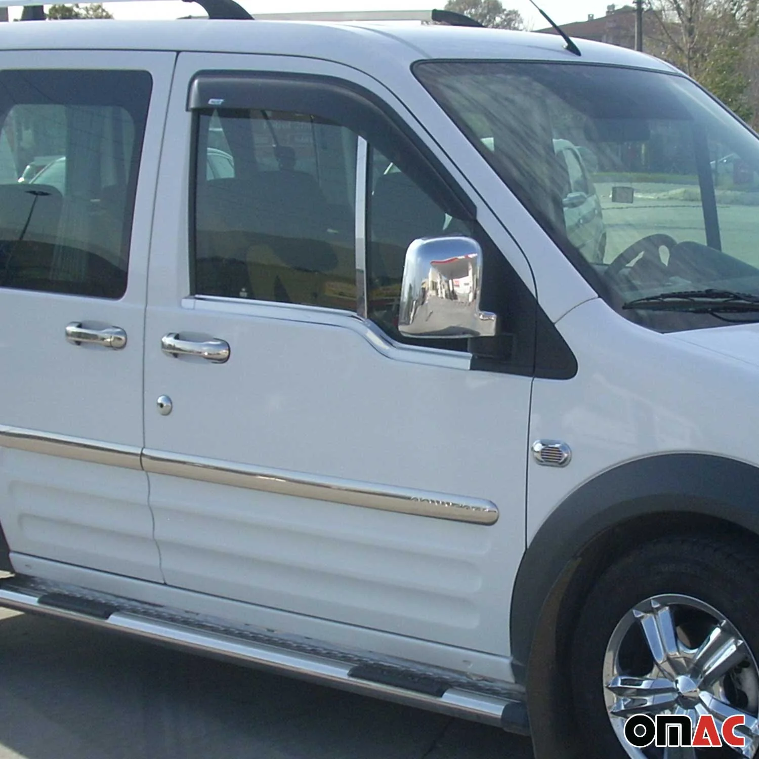 2010-2013 Ford Transit Connect Fuel Cap Cover & Door Streamer Trim Set Stainless Steel - Image 3