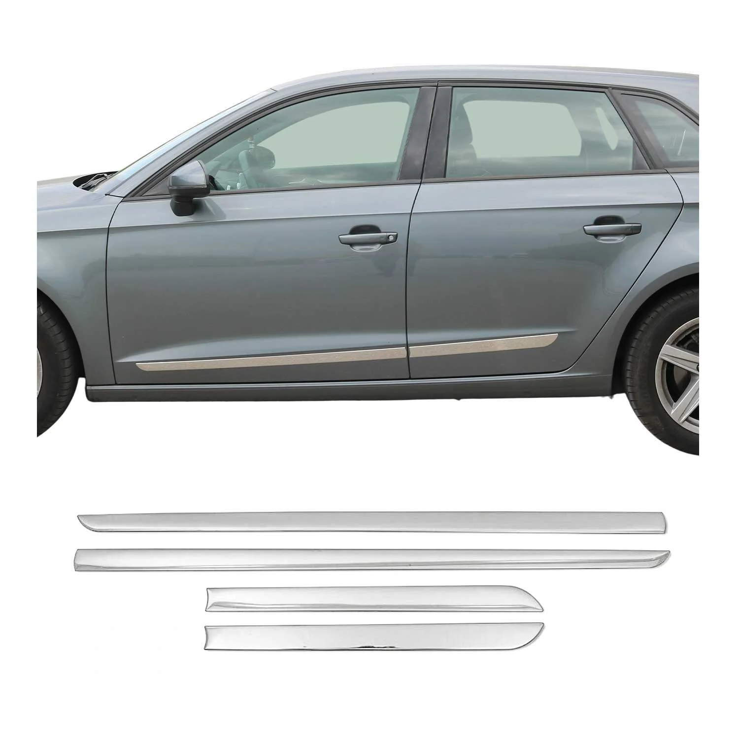 2012-2014 Volkswagen Passat B7 Side Door Molding Trim Skirt Garnish Stainless Steel Gloss 4Pcs