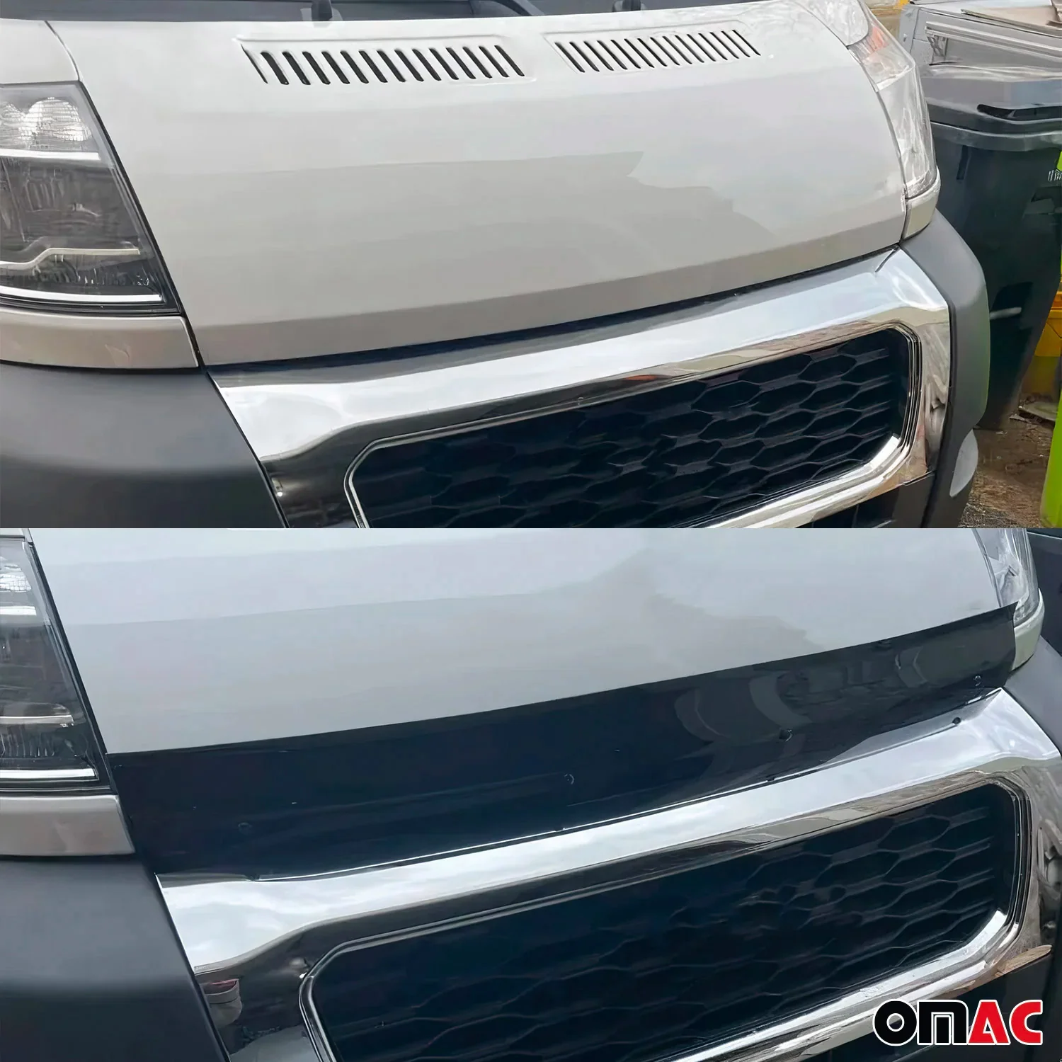 2006-2014 Peugeot Boxer Windshield Sun Visor & Bug Shield Hood Deflector Kit 2Pcs Smoke - Image 3