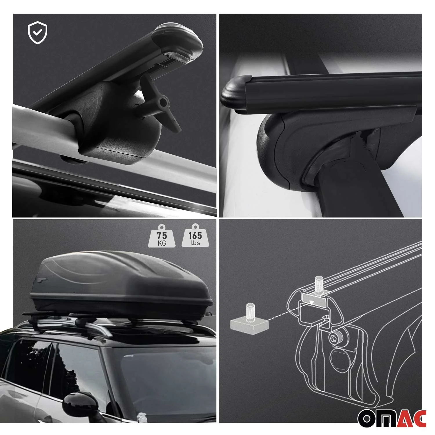 2000-2014 GMC Yukon XL 1500 Roof Rack Cross Bars Black - Image 4