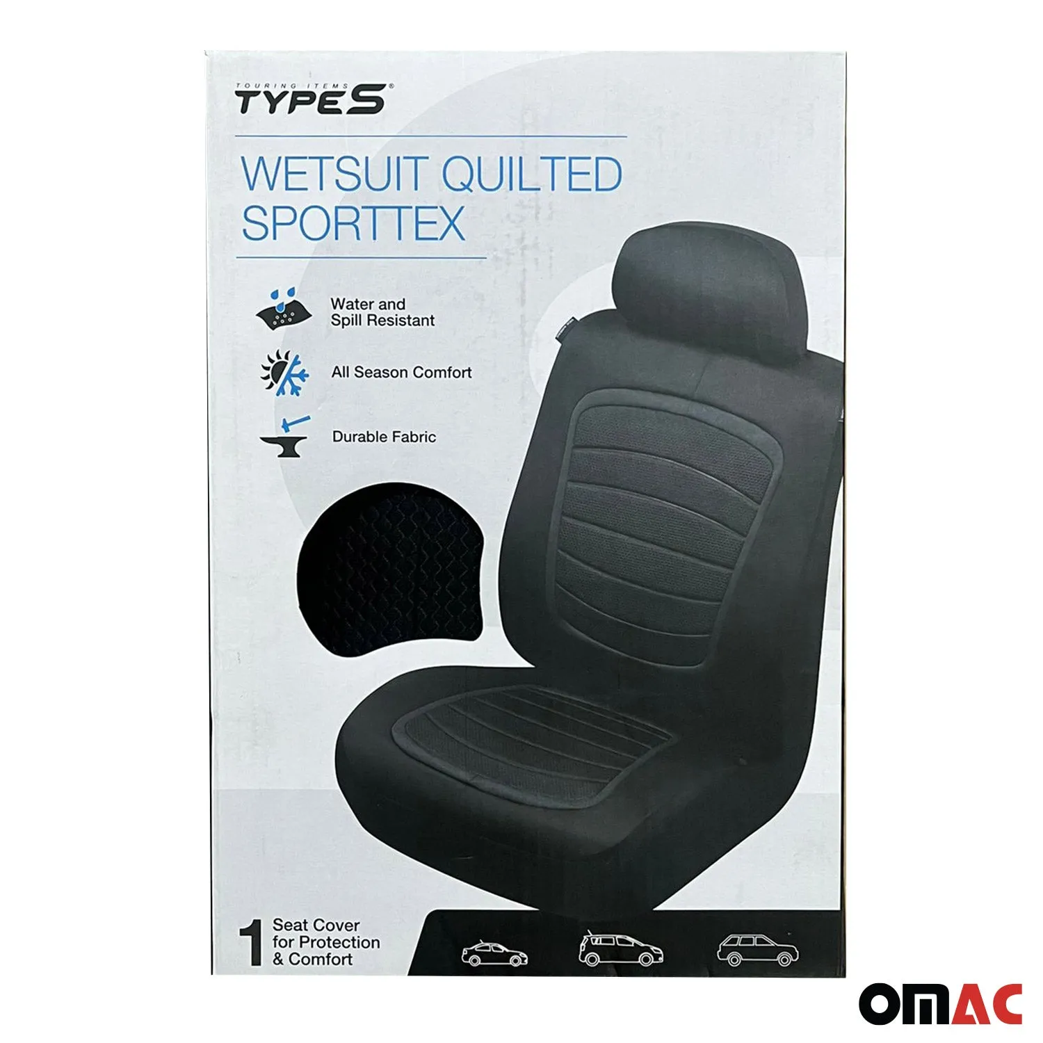 Gray Wetsuit Quilted Sport Seat Cover Premium Comfort - Image 2