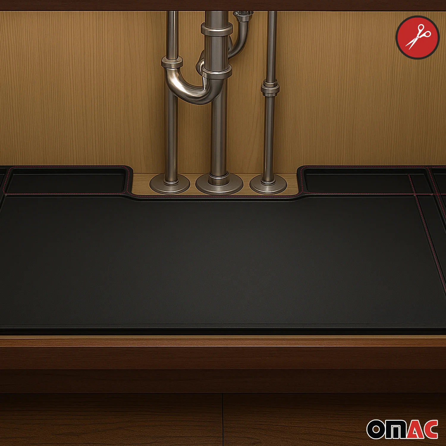 High Quality Black Under Sink Cabinet Protection Mat Waterproof Raised Edge - Image 7