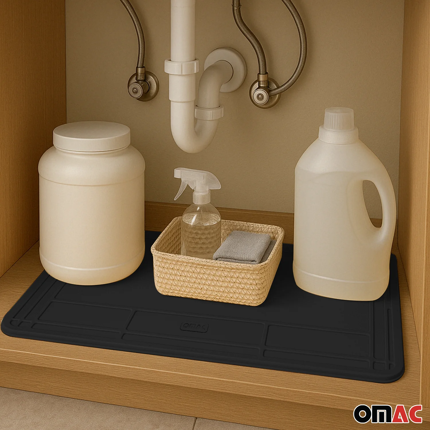 High Quality Black Under Sink Cabinet Protection Mat Waterproof Raised Edge - Image 8