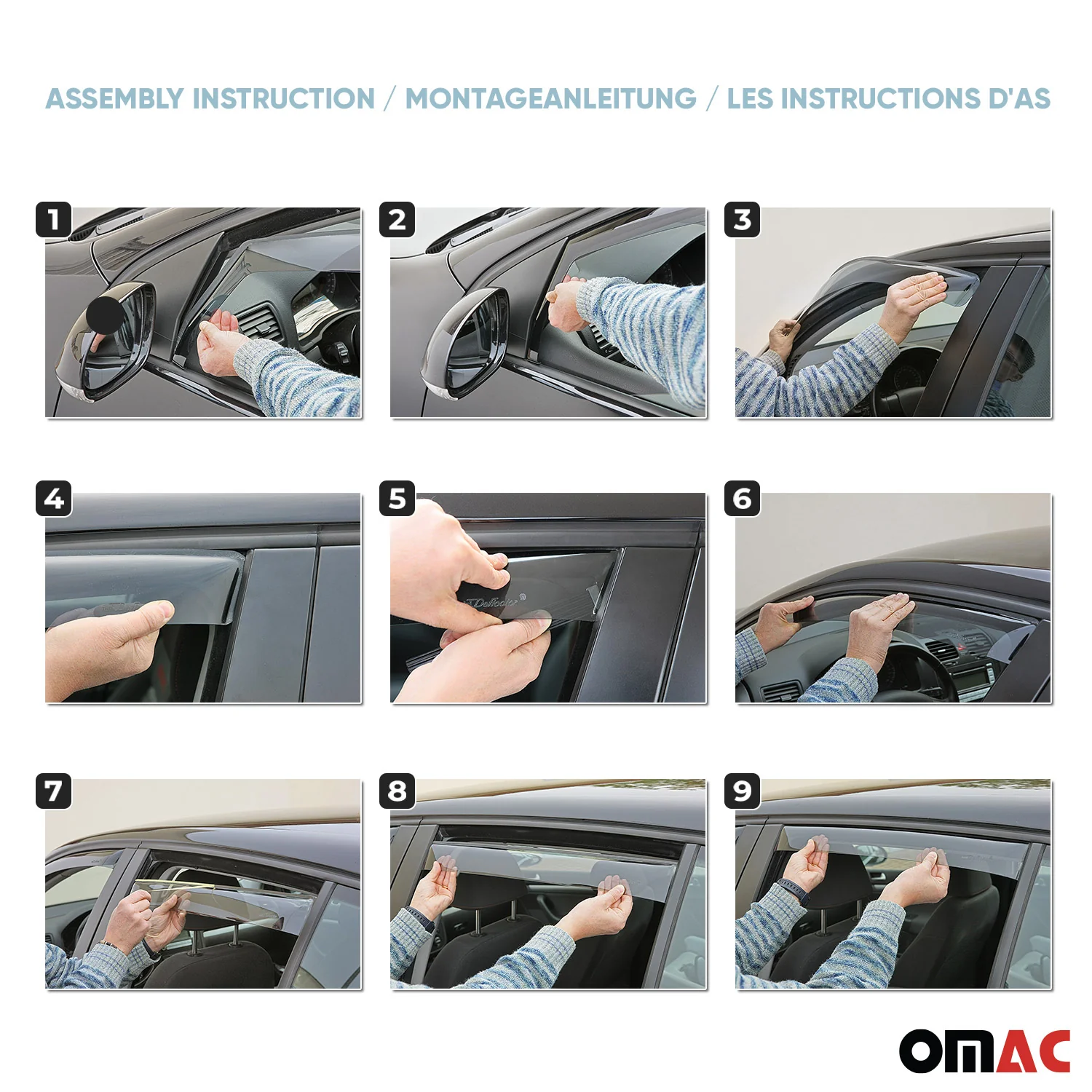 2015-2022 RAM ProMaster City Bug Shield Hood Deflector & Window Visor Kit 5Pcs Smoke - Image 10