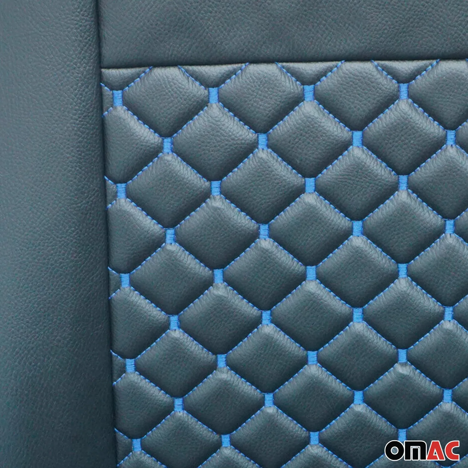 1993-2003 VW Eurovan Leather Car Seat Covers Protector Black Blue 2+1 - Image 9