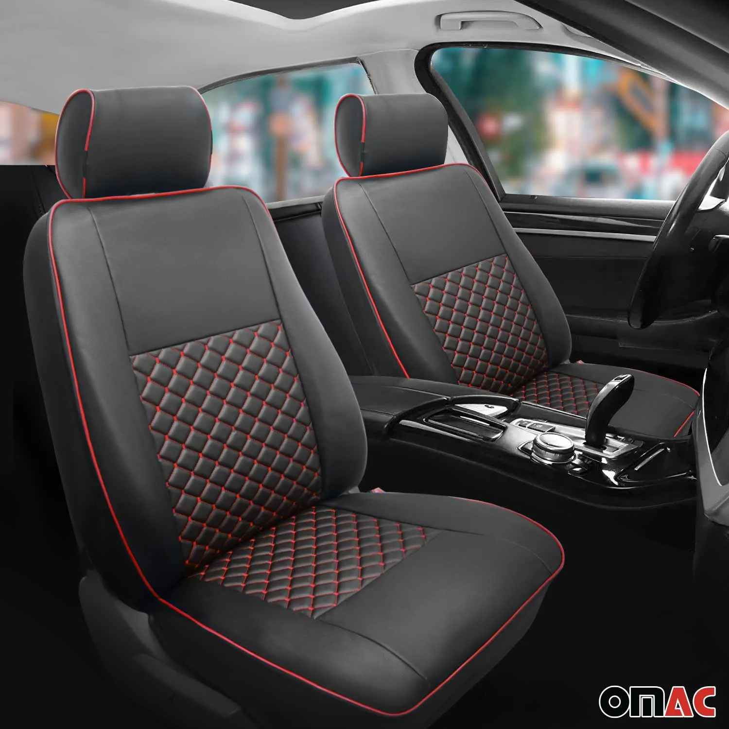 2015-2026 Ford Transit Leather Custom fit Car Seat Cover Black Red - Image 2