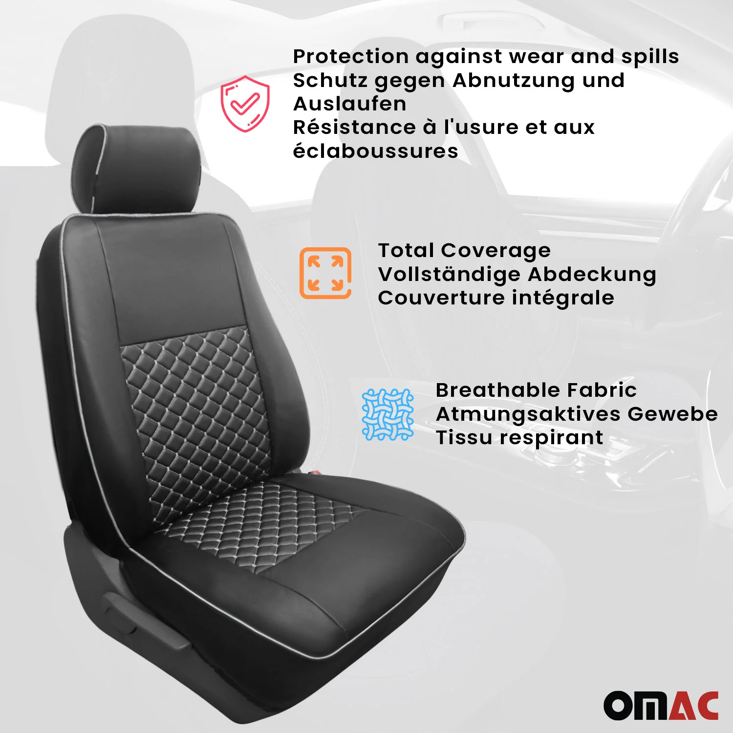 2006-2018 Mercedes Sprinter W906 Leather Custom fit Seat Cover Black White - Image 2