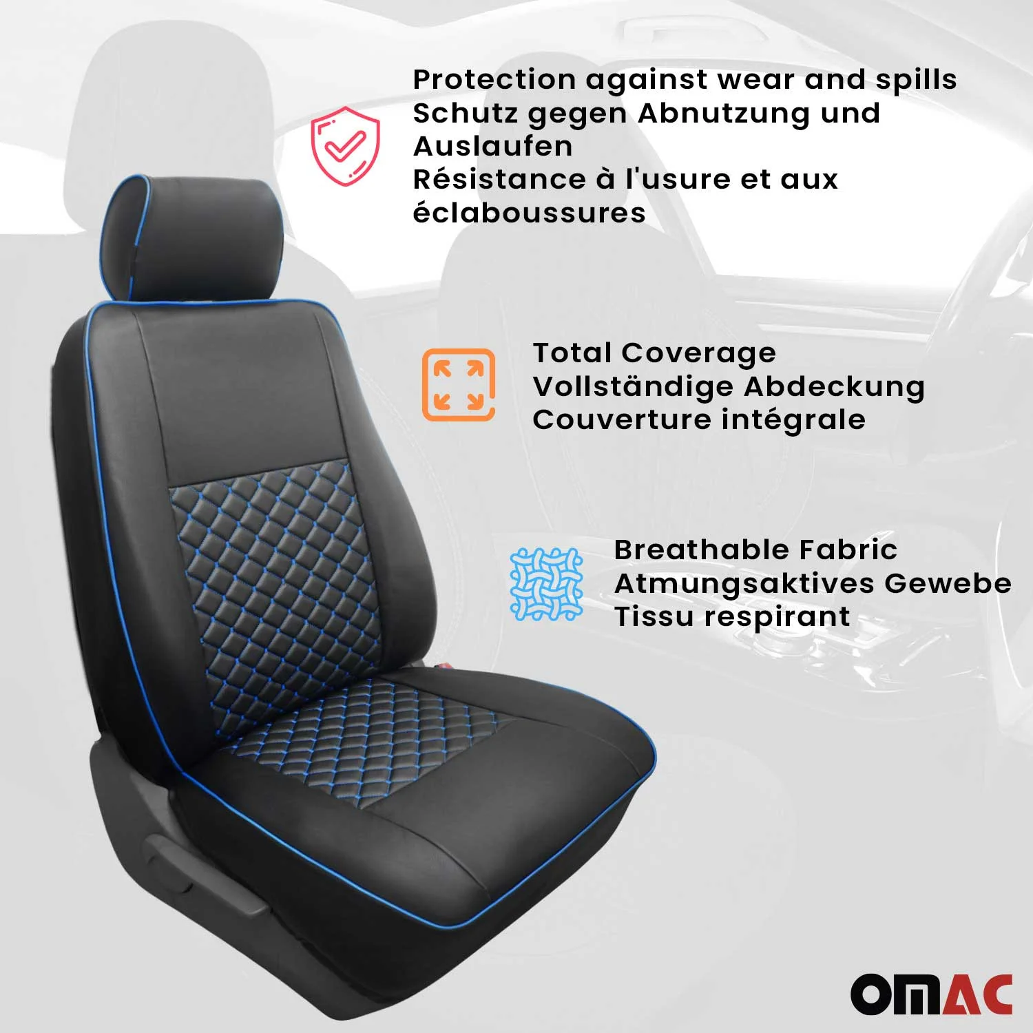 1993-2003 Volkswagen Eurovan Leather Front Car Seat Cover Protector - Image 3