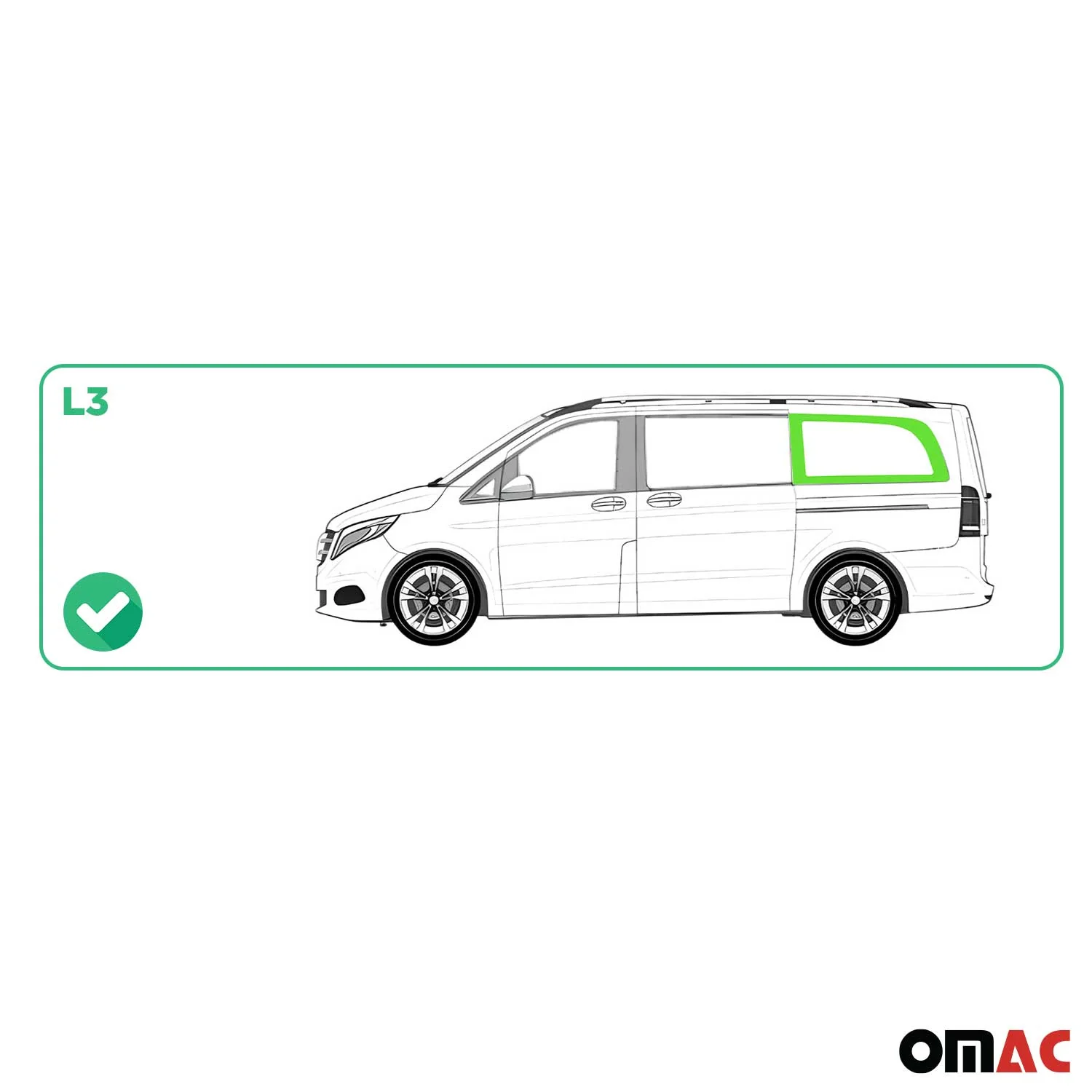 2016-2024 Mercedes Metris Window Glass Left Side Rear Black L3 Long - Image 3