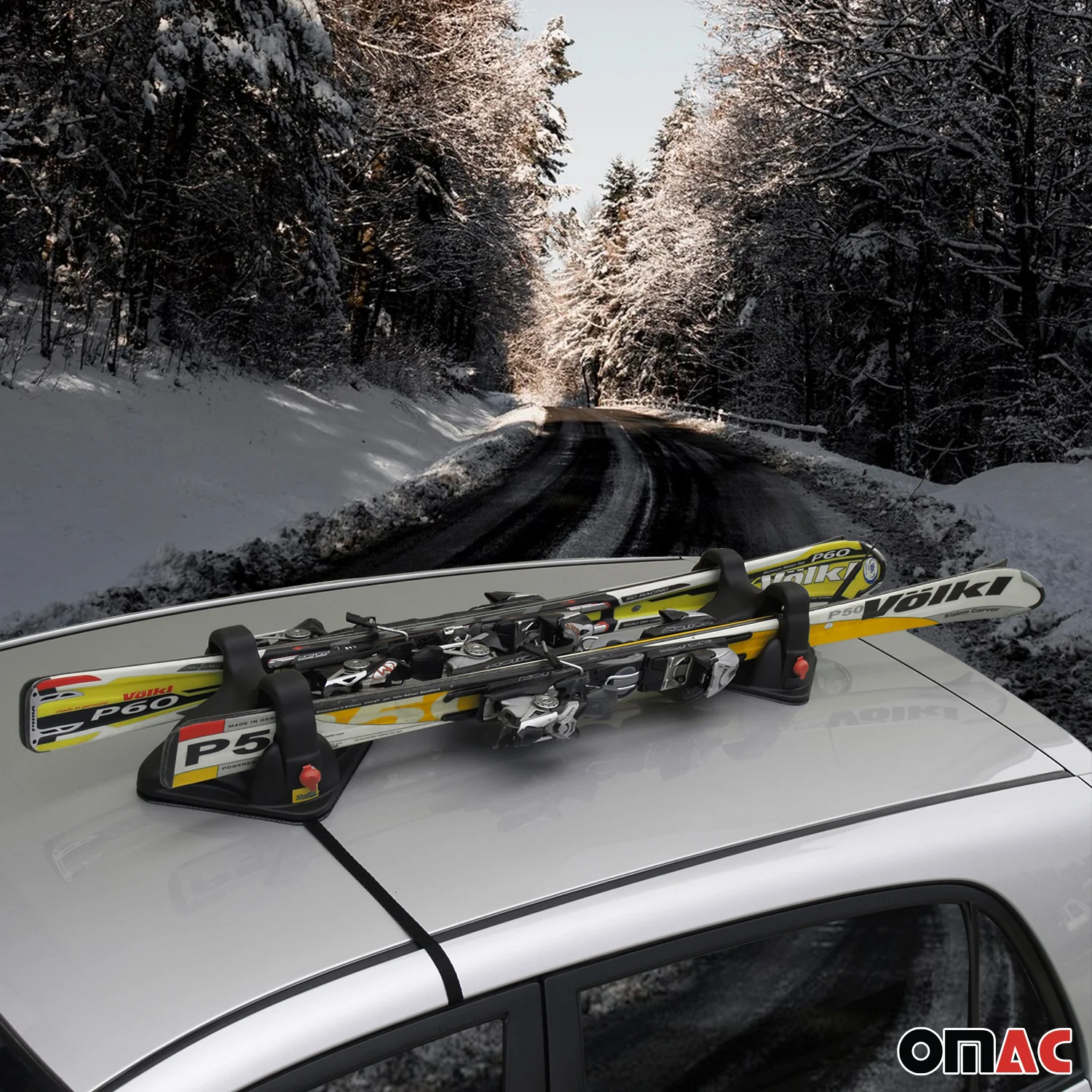 Magnetic Ski Snowboard Racks Roof Mount Car Carrier Black 2 Pieces - Image 5